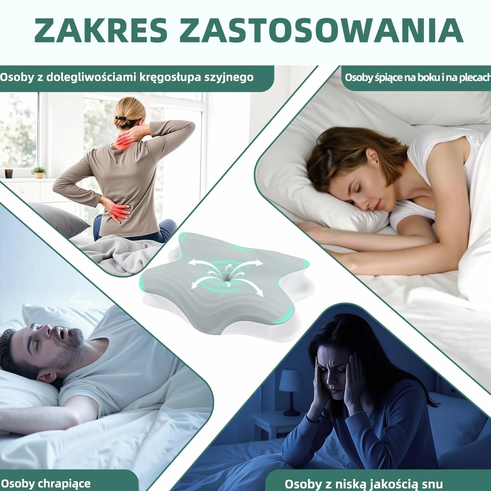 Poduszka z pianki z pamięcią kształtu do spania na boku, pod kark i szyję