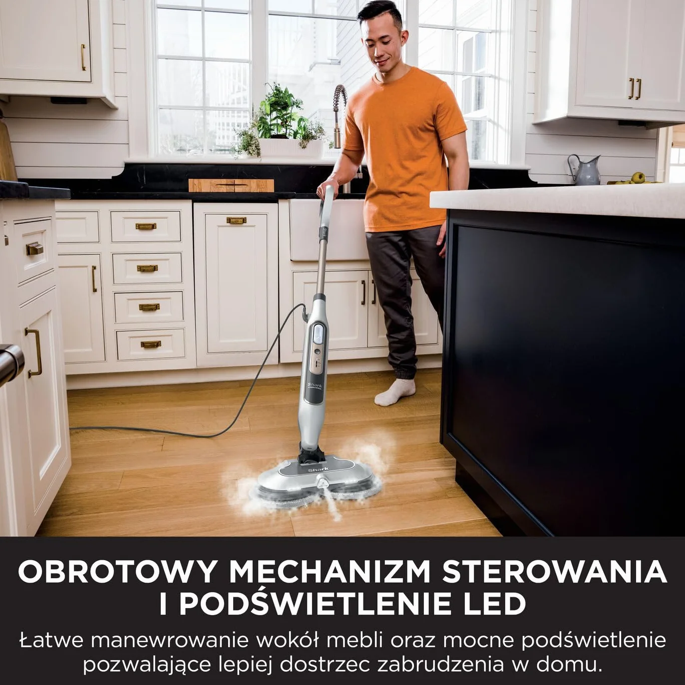 Shark Automatyczny mop parowy S8201EU 2 obrotowe nakładki 3 tryby pary dezynfekuje