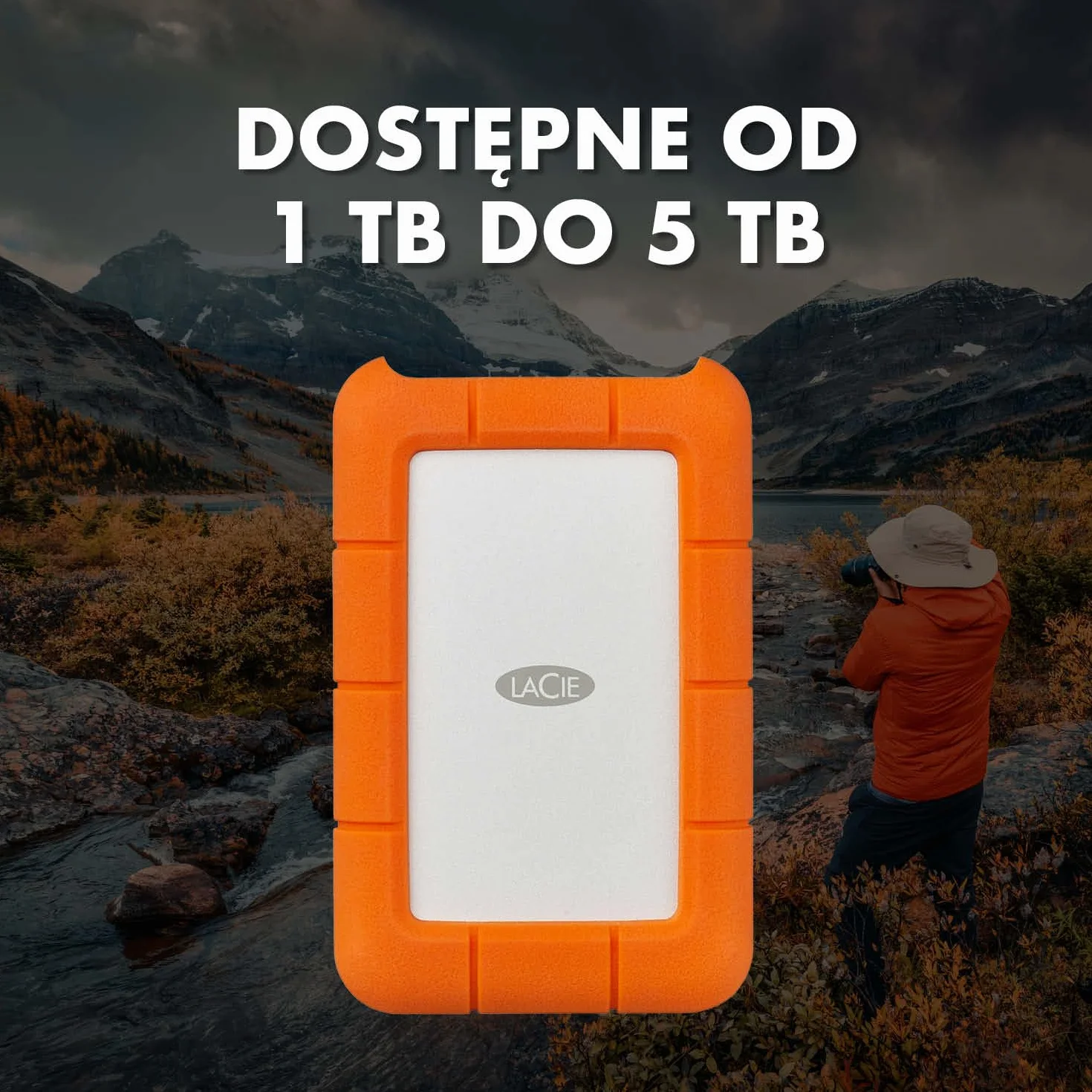 LaCie Rugged Mini 1TB, Zewnętrzny dysk twardy przenośny, 2.5", PC Mac iPad & iPhone, Data Rescue Service (LAC301558)