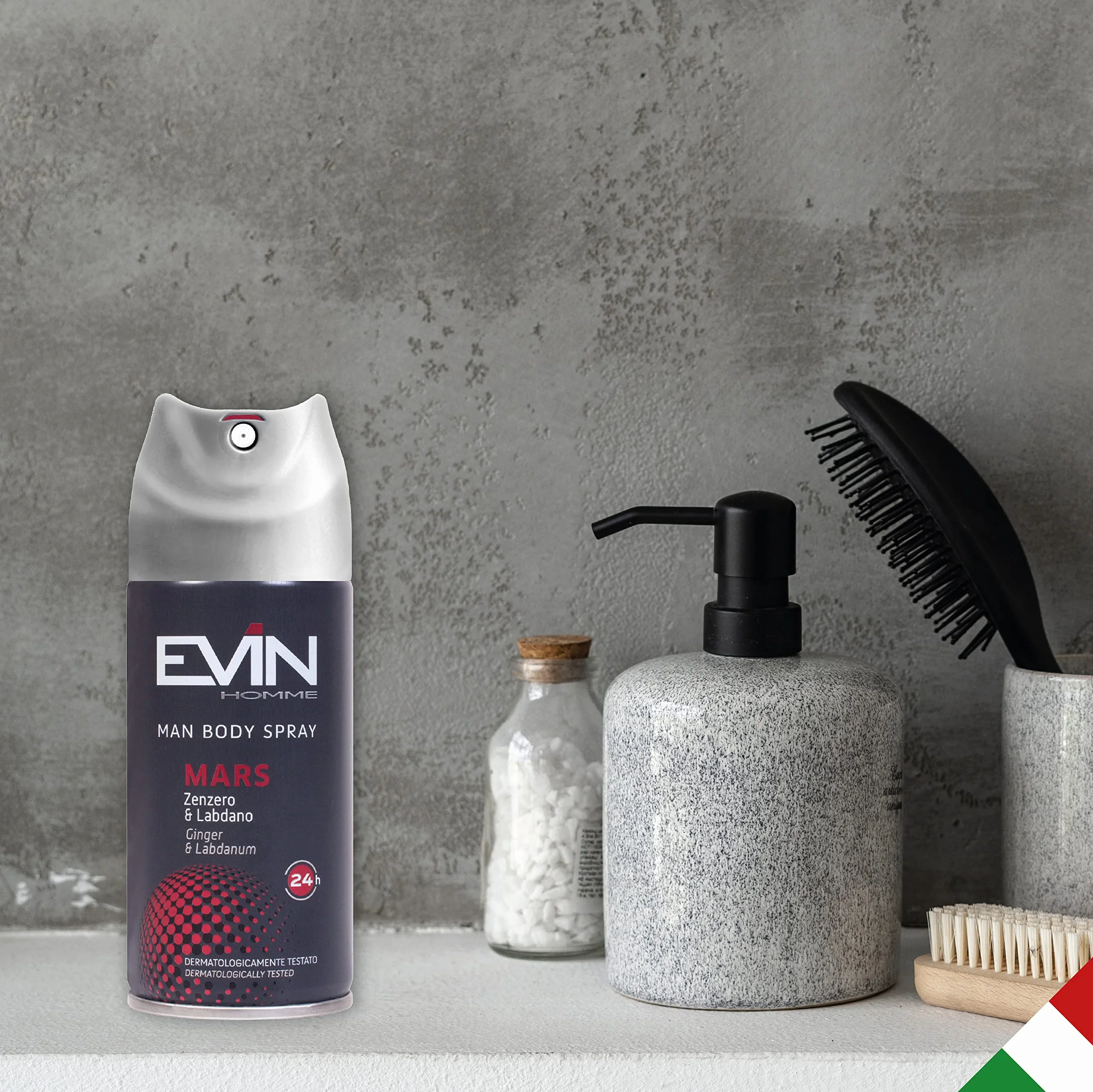 EVIN HOMME | 24 Dezodoranty Męskie Spray, Imbir i Labdano, Trwałość 24h, 150 ml