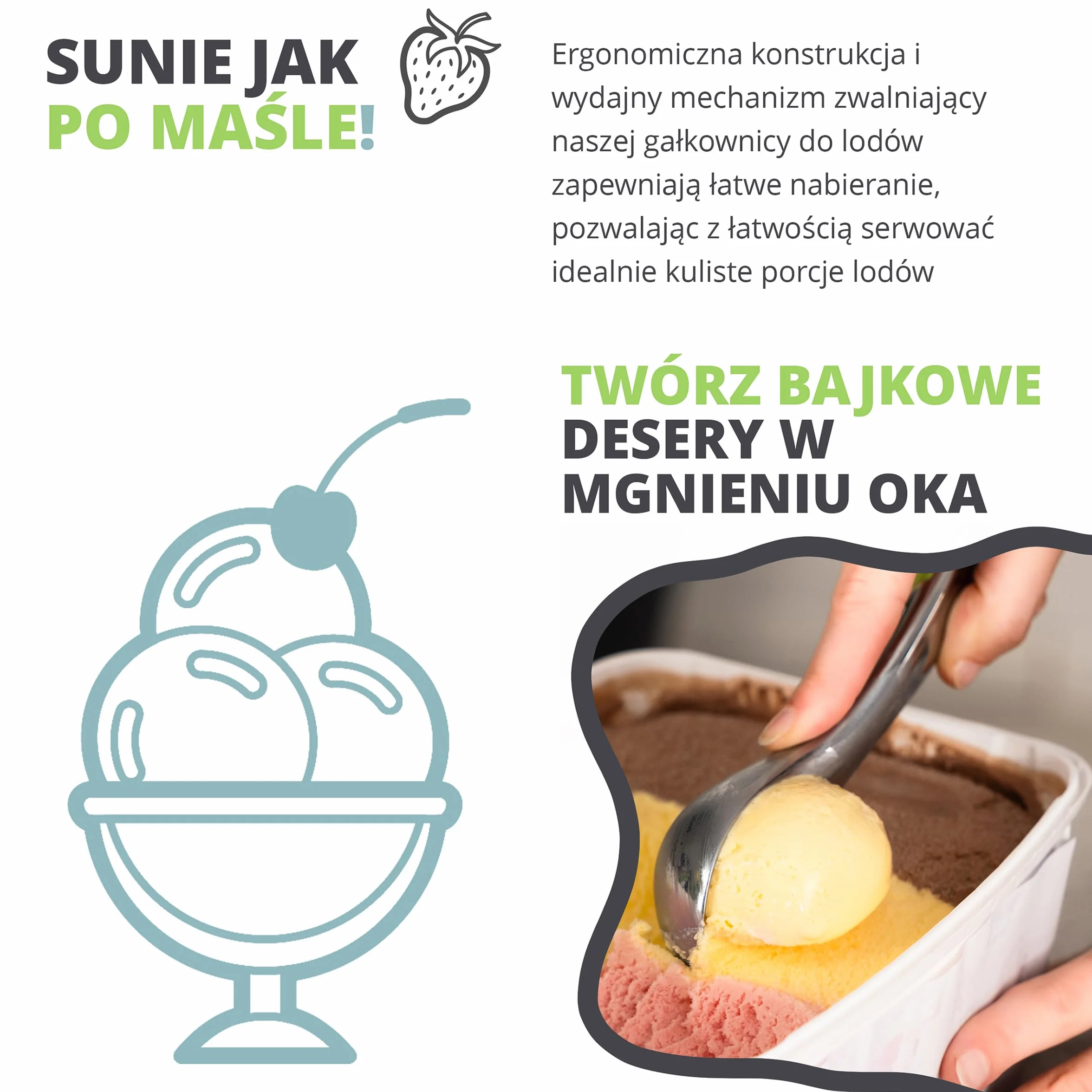 Gałkownica do Lodów ze Stali Nierdzewnej – Ergonomiczny Uchwyt