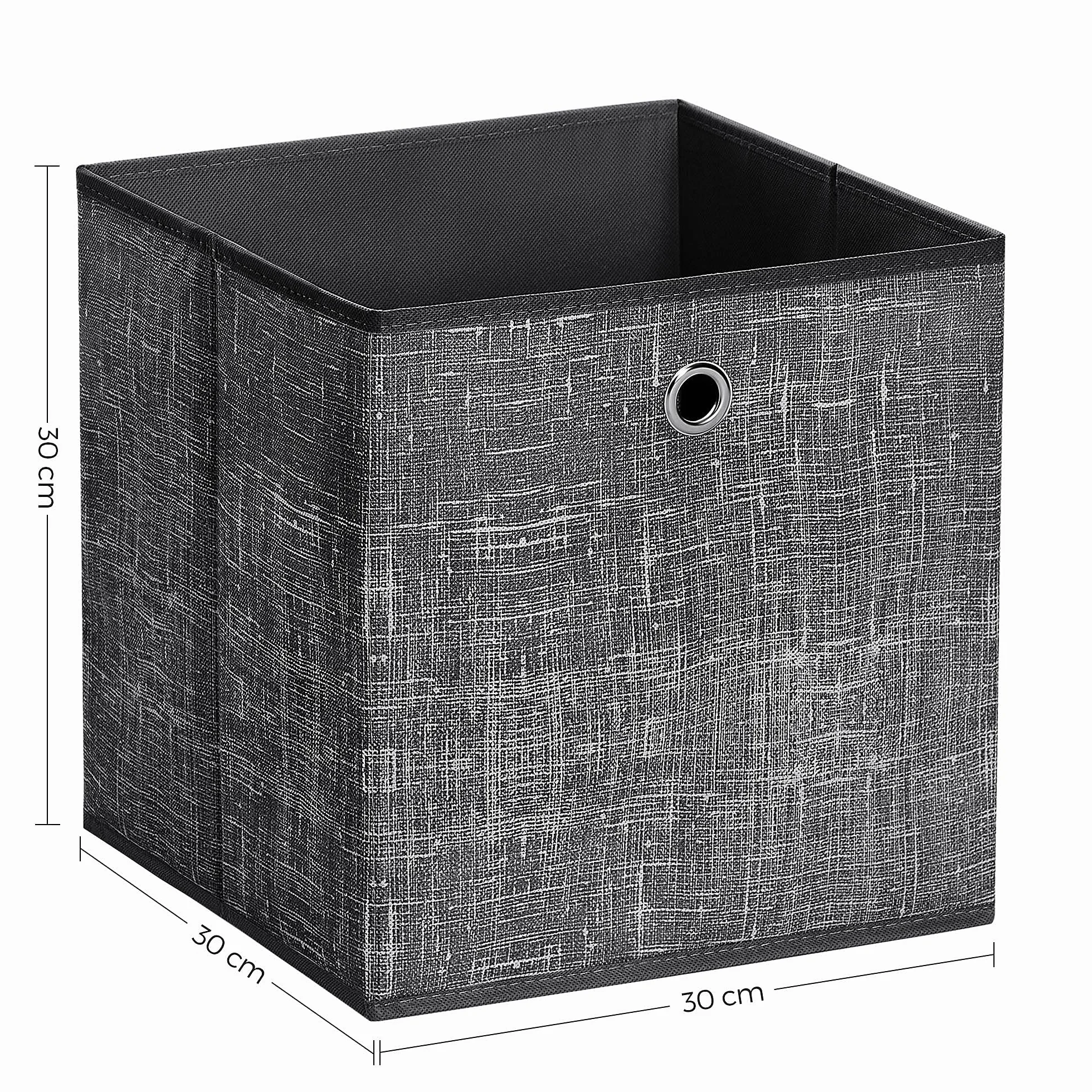 SONGMICS RFB006B01 zestaw 6 pudełek do przechowywania, składane pudełka z materiału, z włókniny, kostki, kosze do przechowywania, organizery na zabawki, ubrania, czarny