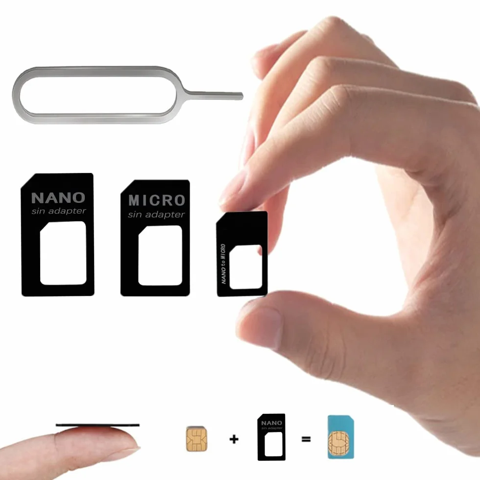 CCLKHY 3 w 1 zestaw adapterów Nano SIM, zestaw adapterów Nano-SIM, adapter karty SIM z wypychaczem SIM, kompatybilny ze smartfonem