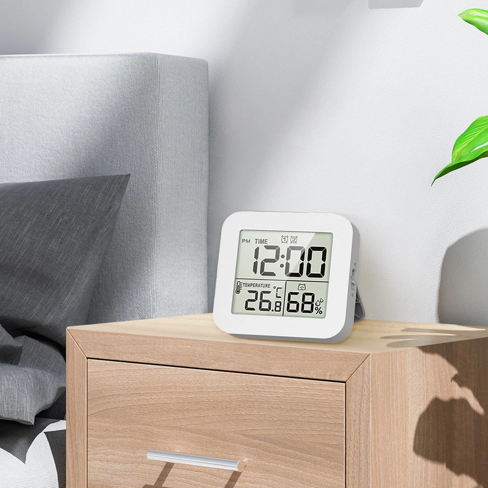 Cyfrowy zegar do prysznica wodoodporny z dużym wyświetlaczem LCD monitoruje temperaturę i wilgotność