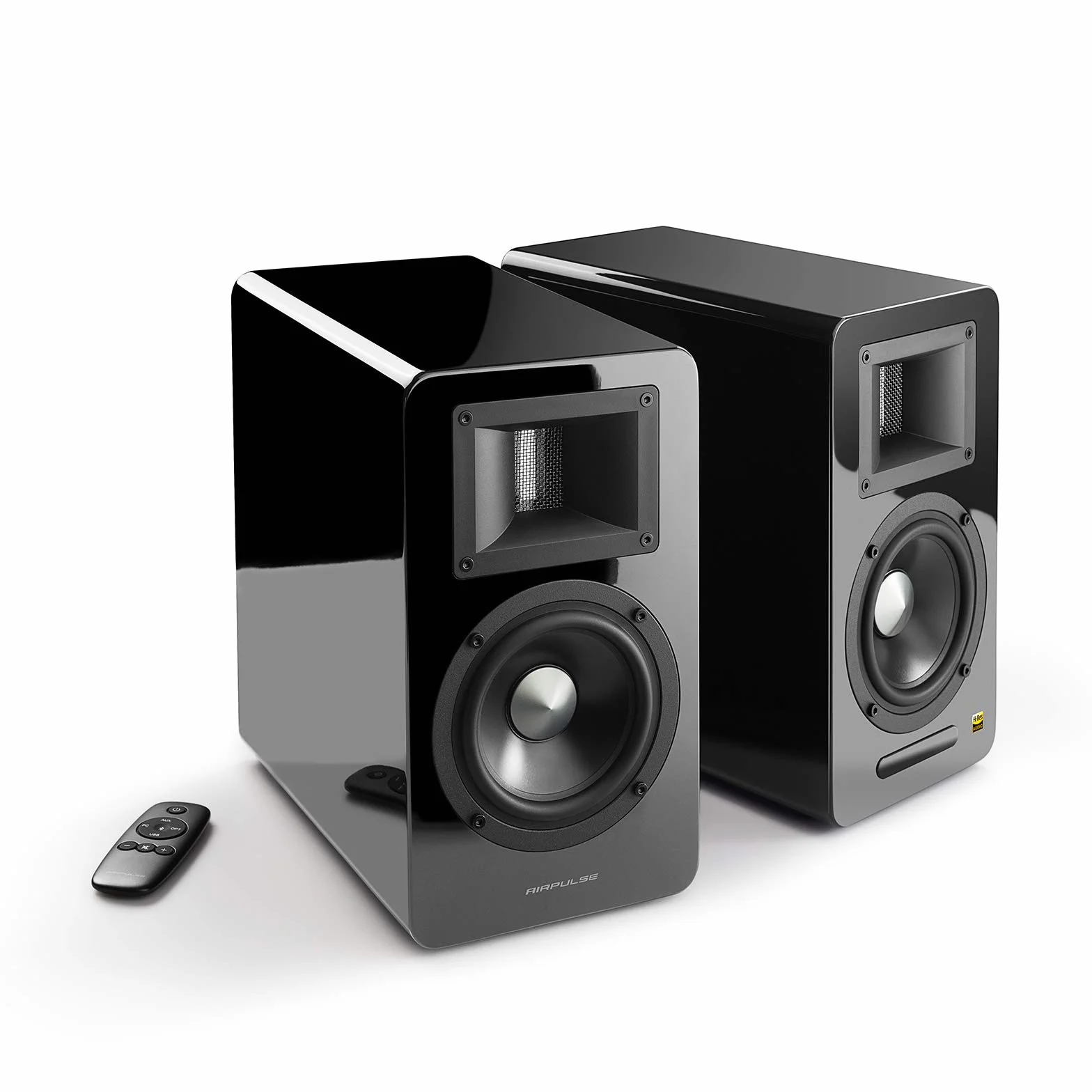 Airpulse A100 2.0 aktywne głośniki biblioteczne Bluetooth i wejście optyczne 100 W - wbudowany wzmacniacz, wyjście subwoofera, pilot na podczerwień czarny