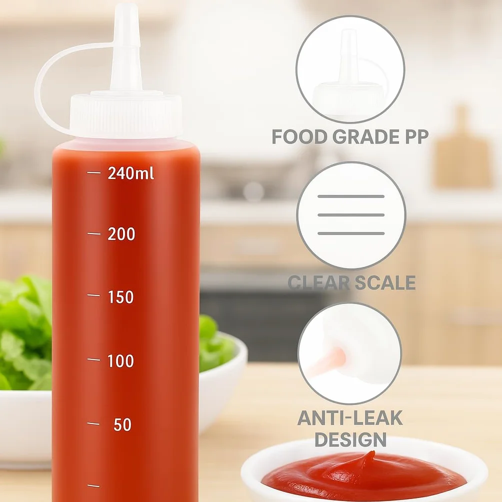 Butelka Squeeze 240 ml Biały 6 sztuk