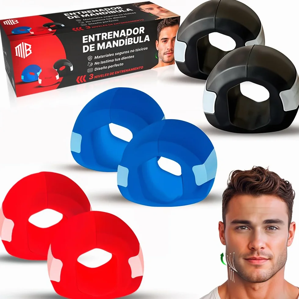 ManiBoom Ćwicz szczękowy 3 poziomy (15-25 kg) - Silikonowy przedni żawliner do tonowania twarzy i szyi - Jaw Exerciser z futerałami