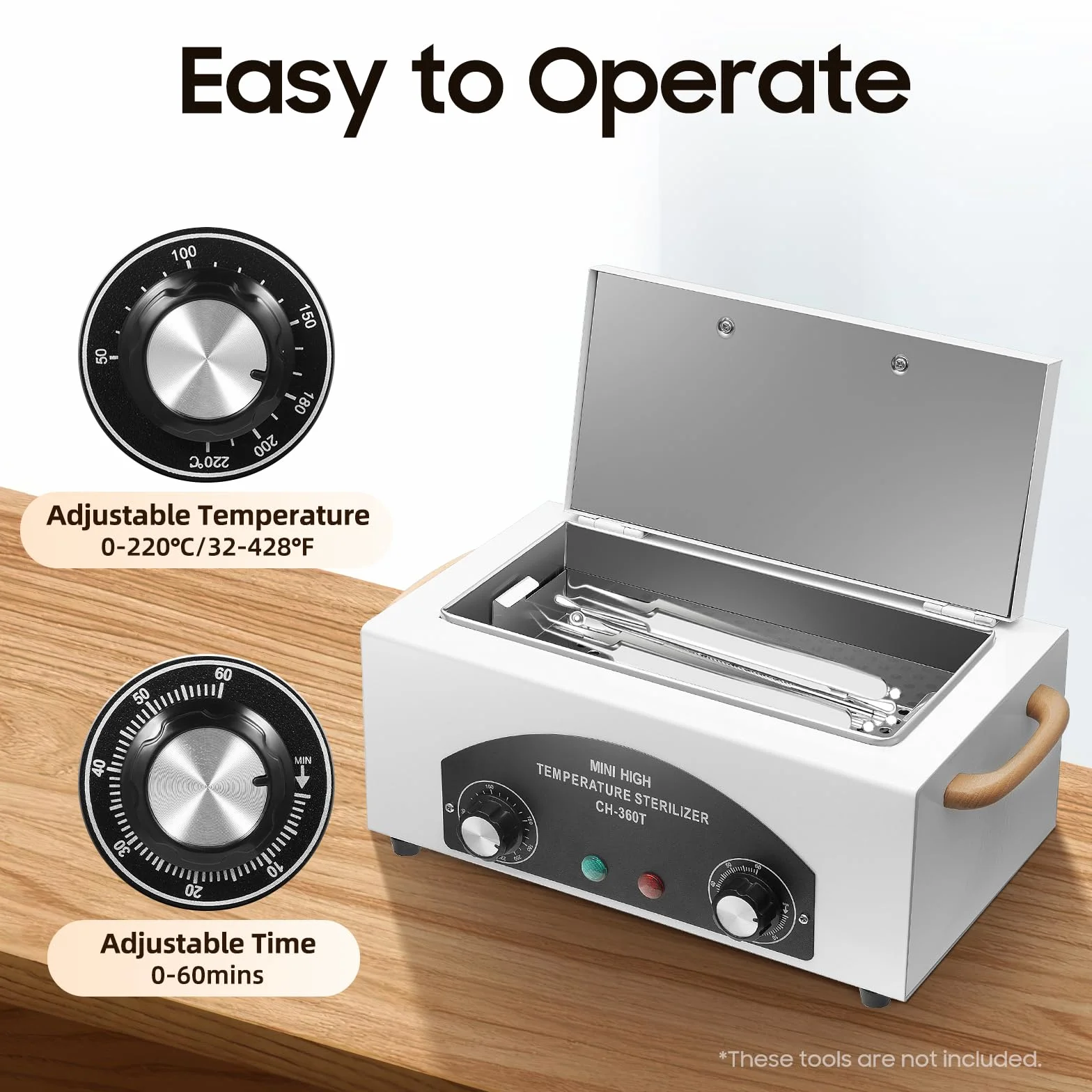 Sterylizator na gorące powietrze, 300 W, sterylizator do paznokci, sterylizator do paznokci, sterylizator do autoklawu, sterowanie temperaturą, czasem, do manicure, narzędzi kosmetycznych, sztućców