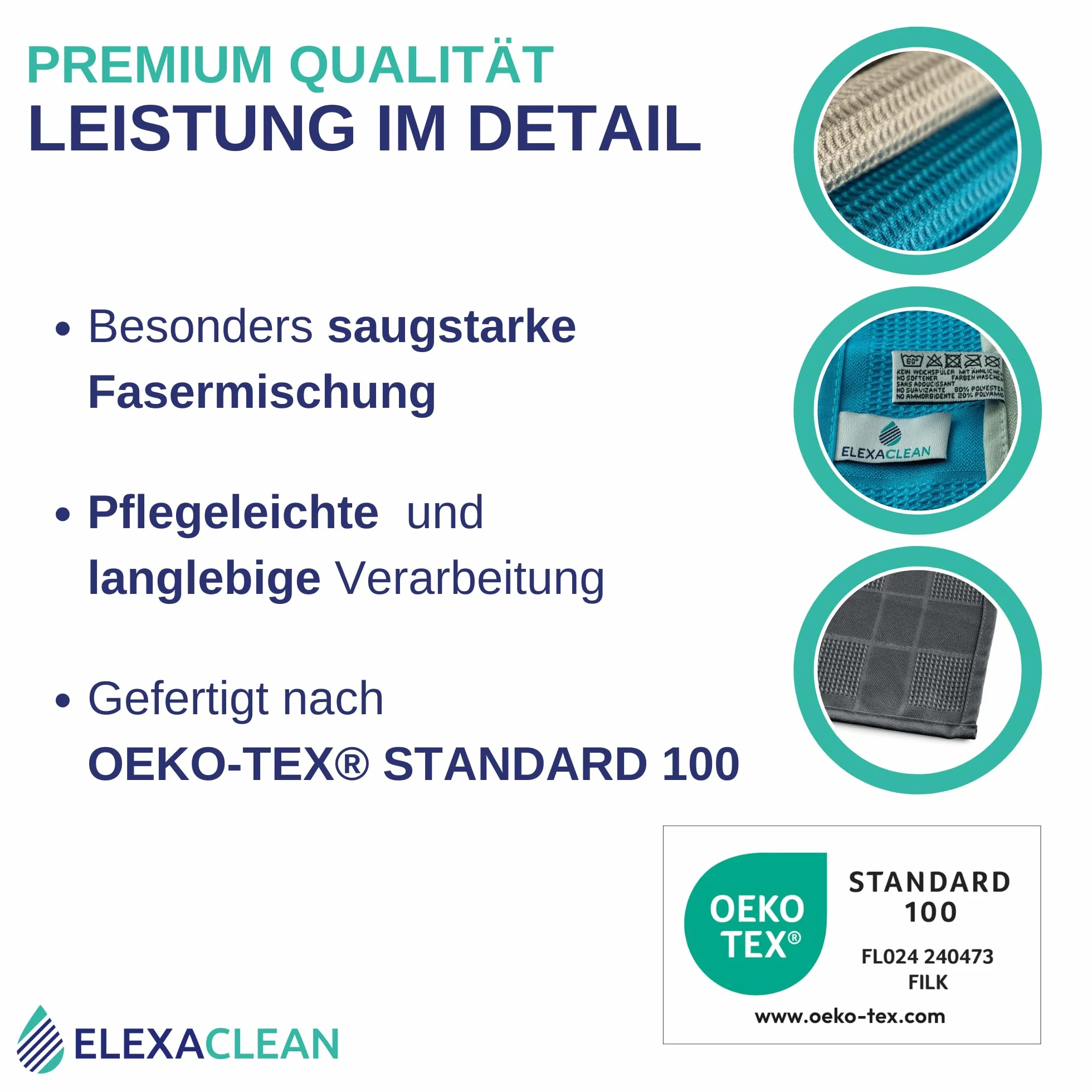 Ręczniki kuchenne mikrofibra ELEXACLEAN 6 szt. 68x42 cm antracyt chłonne pranie 60°C