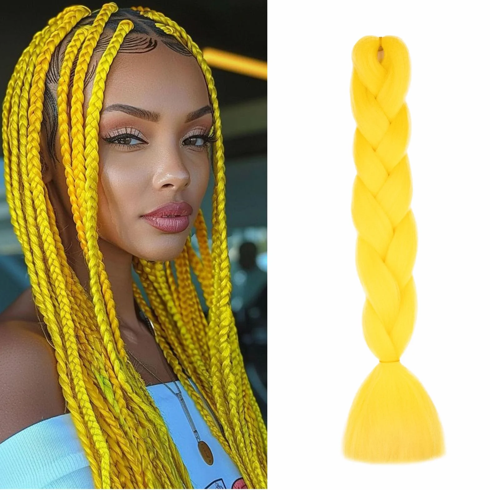 Przedłużanie warkoczy Afrykańskie warkocze Żółte sztuczne długie sztuczne włosy plecione 60 cm Jumbo Braids 1 100 g szydełkowy skręt piękno