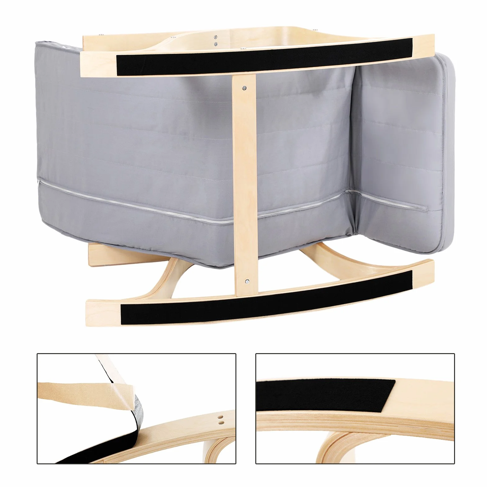 Songmics Fotel Bujany, Drewno, Szary, 67 x 125 x 91 cm