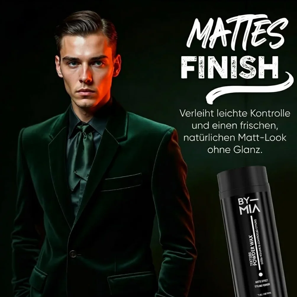 BY MIA Puder objętościowy do włosów 30 g (x1,5 większy), naturalny matowy wygląd, tekstura włosów, wosk w pudru, męski puder do włosów, stylizacja mężczyzn, puder do włosów dla kobiet