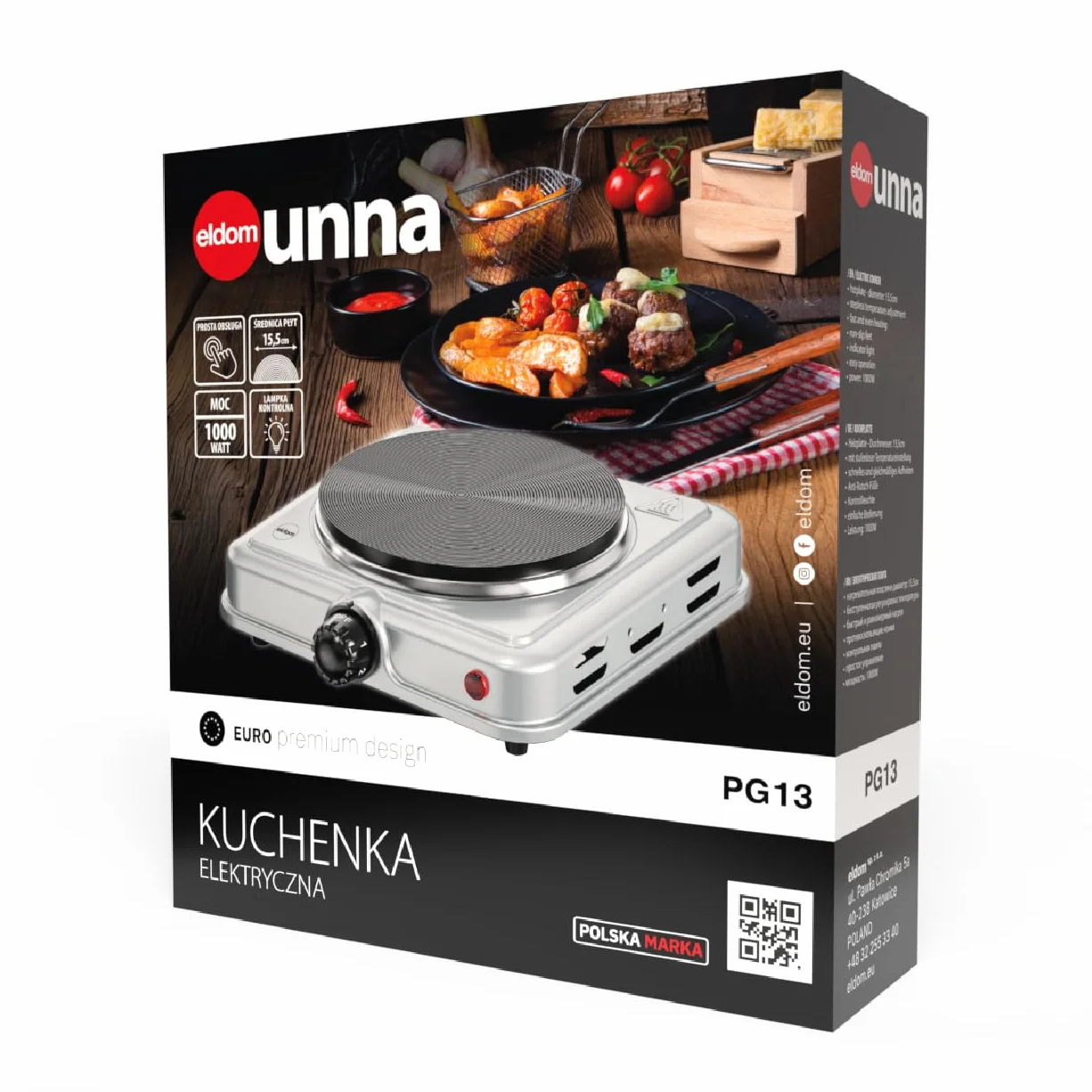 Eldom Kuchenka Elektryczna Jednopalnikowa 1000W Płyta 15,5 cm