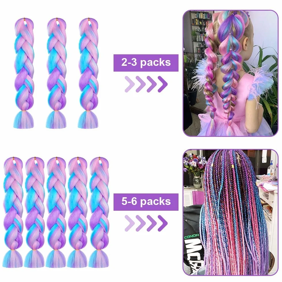 AUYAO Warkocz przedłużenie włosów, 3 szt. Jumbo Braids Meches, przedłużenie włosów z włókna syntetycznego do szydełka, skręcane warkocze (cztery kolory-a)