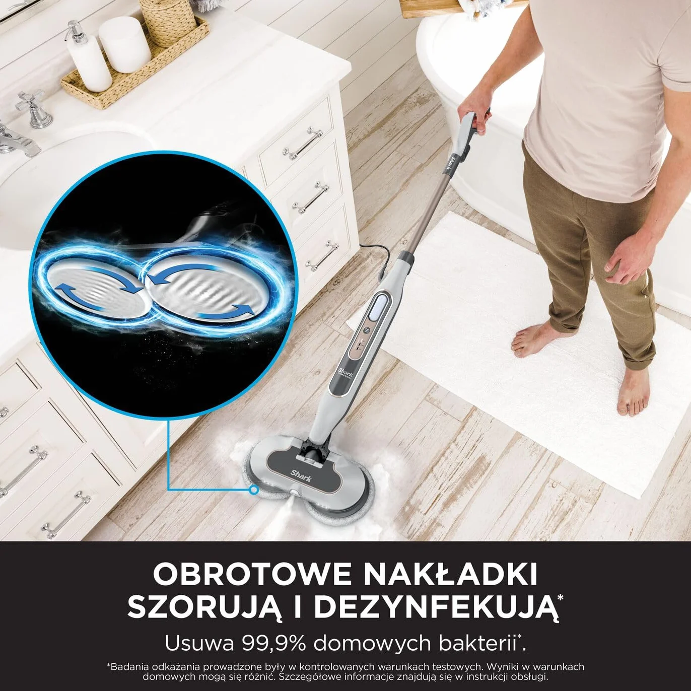 Shark Automatyczny mop parowy S8201EU 2 obrotowe nakładki 3 tryby pary dezynfekuje