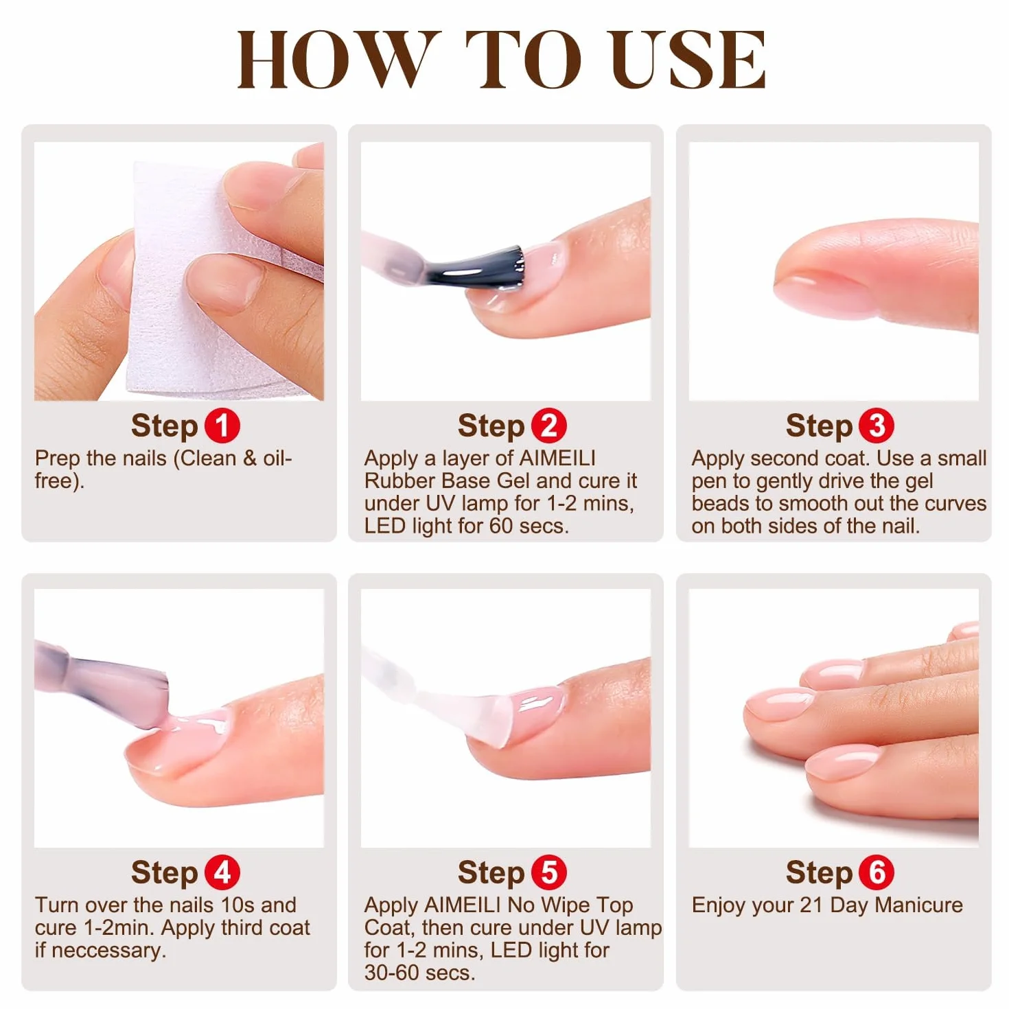 AIMEILI Gumowy żel bazowy lakier do paznokci, błyszczące wykończenie i długotrwały żel budujący lakier bazowy do paznokci Soak Off Nail Art Design - RB1014 8 ml