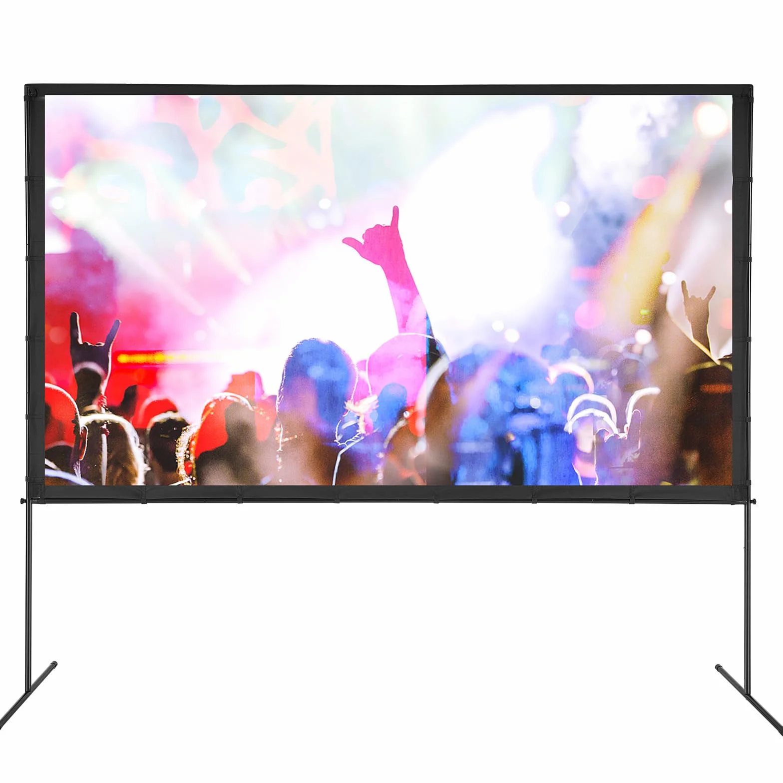 VEVOR Ekran projektora ze stojakiem, 304.8 cm 16:9 4K 1080 HD, zewnętrzny ekran filmowy ze stojakiem, bez zagnieceń, ekran projekcyjny z nóżkami barowymi i torbą do przenoszenia, do kina domowego, na