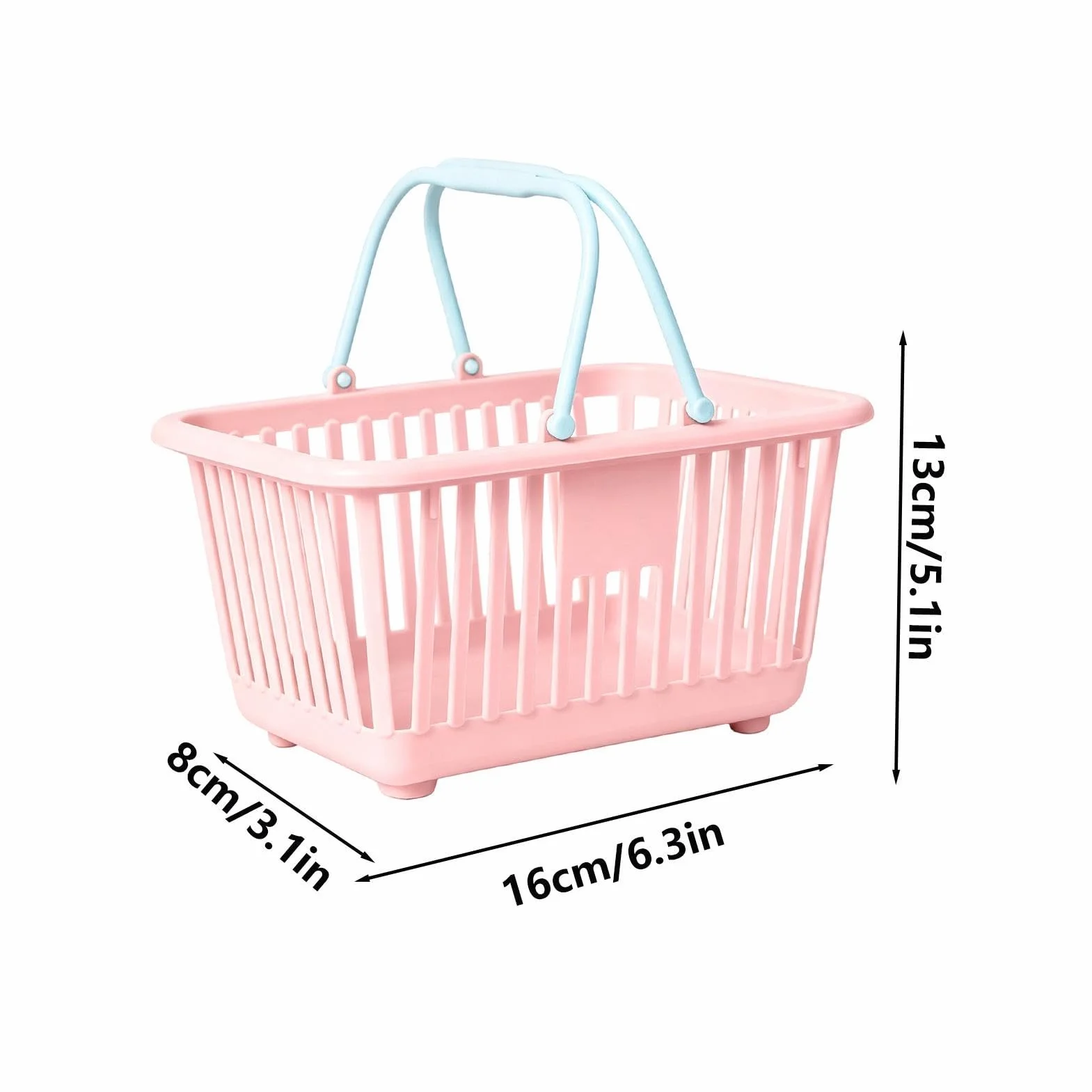 Mini koszyk na zakupy, przenośny organizer do przechowywania na biurku, splot ze składanym uchwytem, kosz do przenoszenia do domu, biura, kuchni, do przechowywania zabawek, 13 x 16 x 8 cm