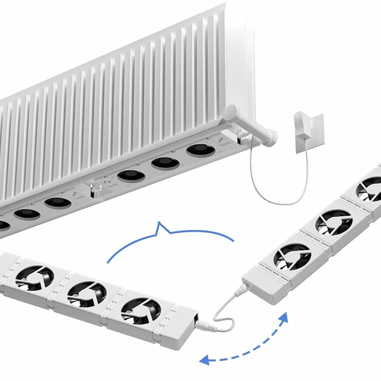 Wentylator chłodzący naścienny grzejnik elektryczny Wentylator chłodnicy Wentylator mono Zestaw nadaje się do grzejników i konwektorów o długości od 50 cm do 70 cm wentylator chłodzący