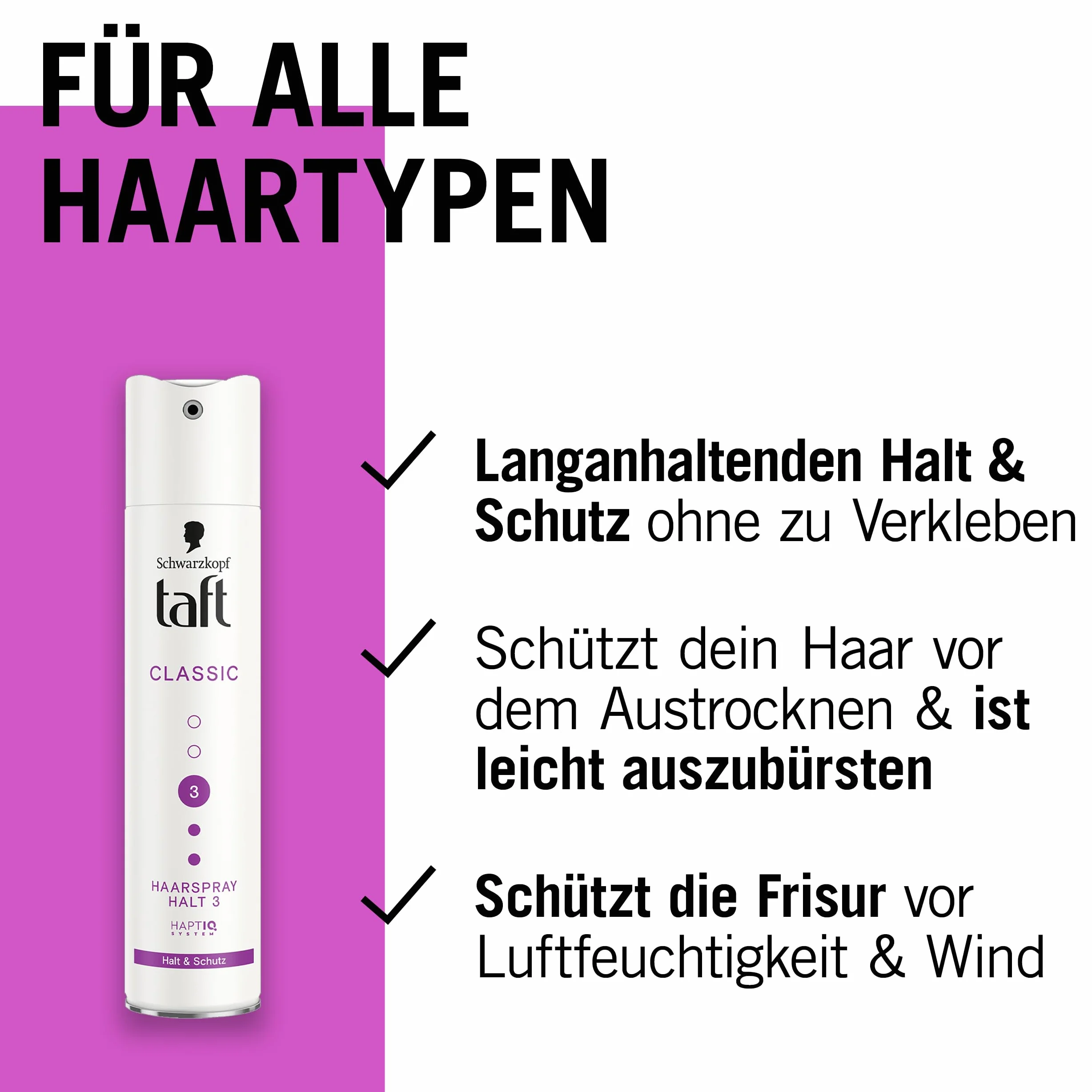 Schwarzkopf Taft Classic lakier do włosów (250 ml), stopień utrwalenia 3 stylizacji włosów, lakier do wszystkich rodzajów włosów, utrwalenie i ochrona, wegańska formuła *