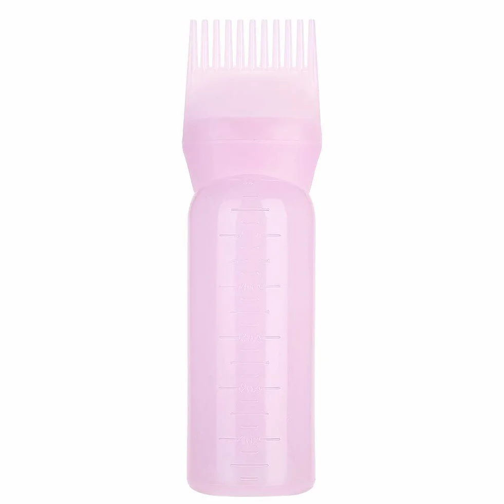 Butelka z aplikatorem olejku do włosów, 160 ml Butelka z aplikatorem grzebieni korzeniowych Lekka butelka oleju do włosów do pielęgnacji skóry głowy Niezbędny i barwnik do włosów(Pink)