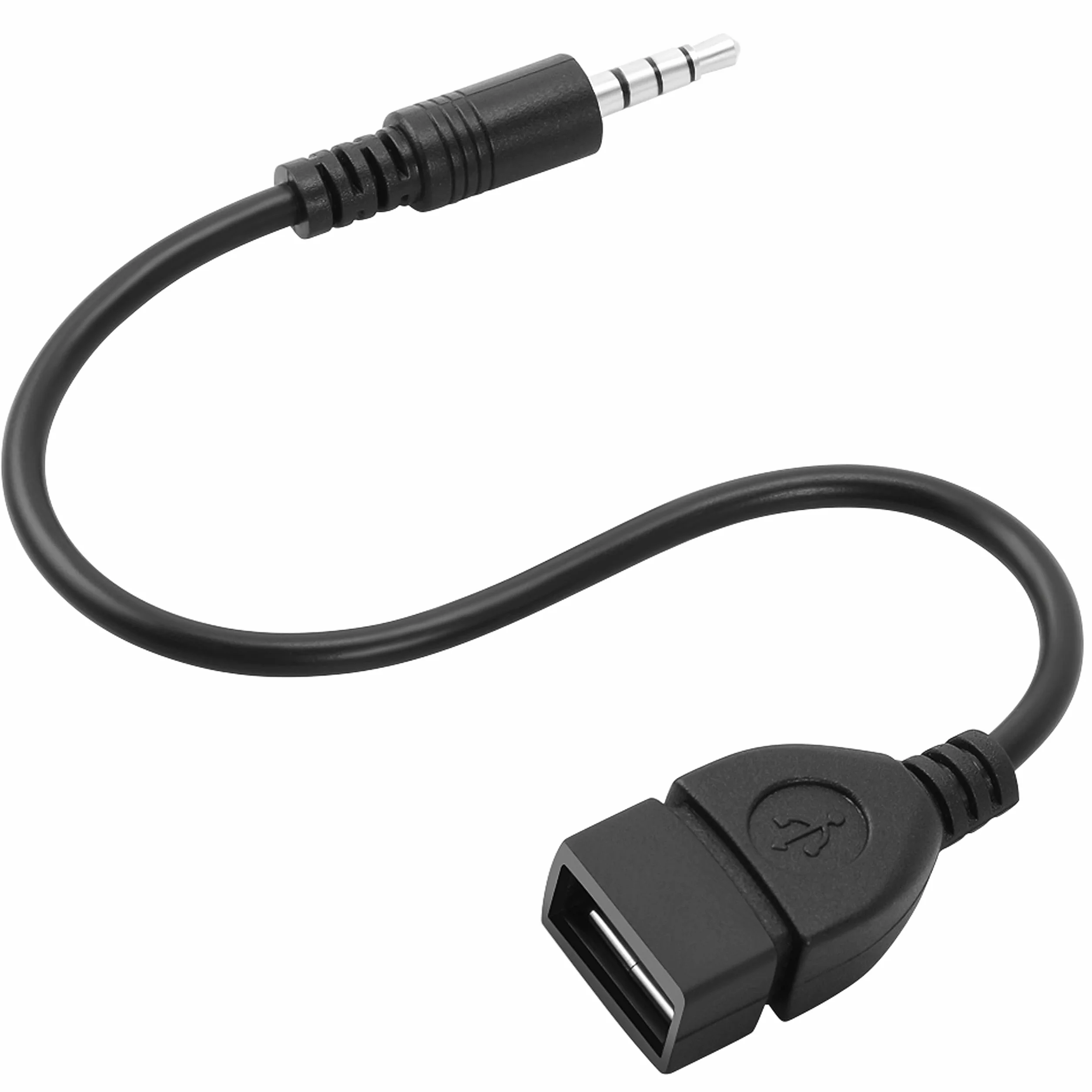 Retoo Kabel adaptera USB OTG Jack 3,5 mm, gniazdo AUX na USB A, radio samochodowe, złącze muzyczne do samochodów stereo, Auto GPS, CD, konwerter OTG, adapter 3,5 mm, E395, czarny