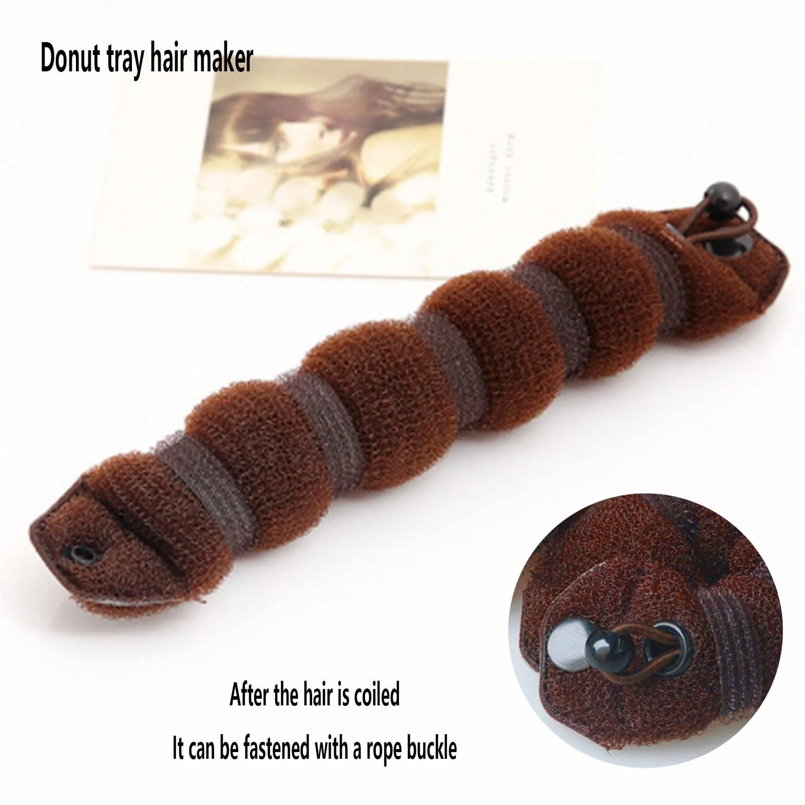 Donut Hair Bun Maker Magiczne pączki do koka stylizacji włosów 1 Duży + 1 mały brązowy