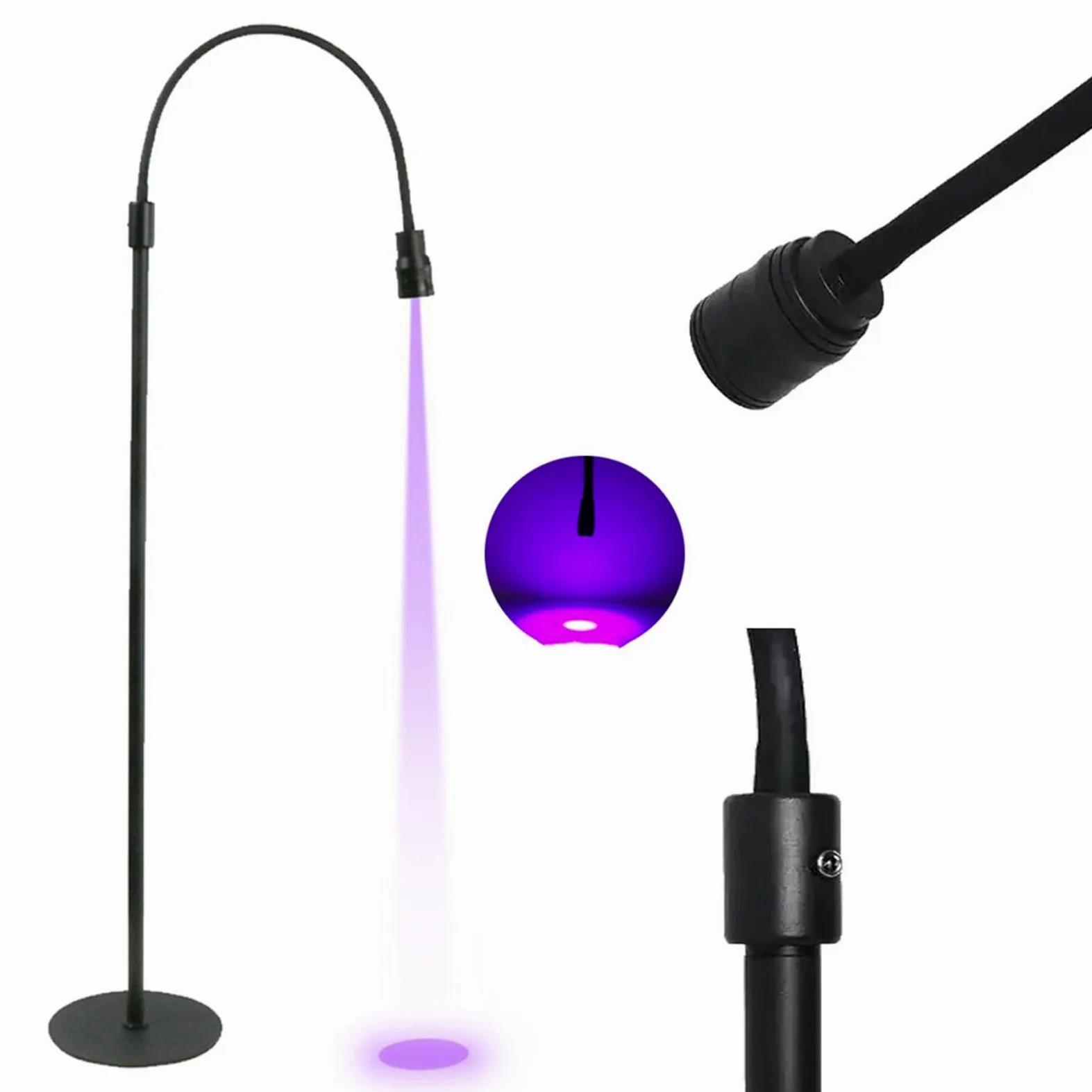 Lampa UV Lash z Pedałem, Lampa UV do Przedłużania Rzęs, z regulowaną gęsią szyją, Lampa LED do Rzęs, Lampa UV do Paznokci (wtyczka UE 5W)