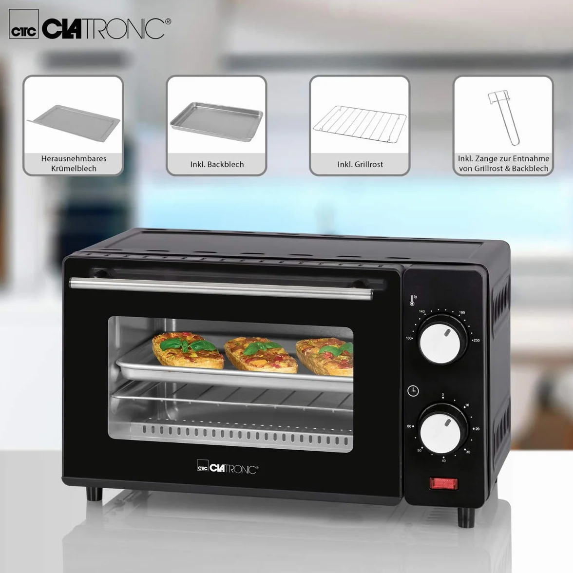 Clatronic MB 3746 mini piekarnik 8 l timer 60 minut czarny