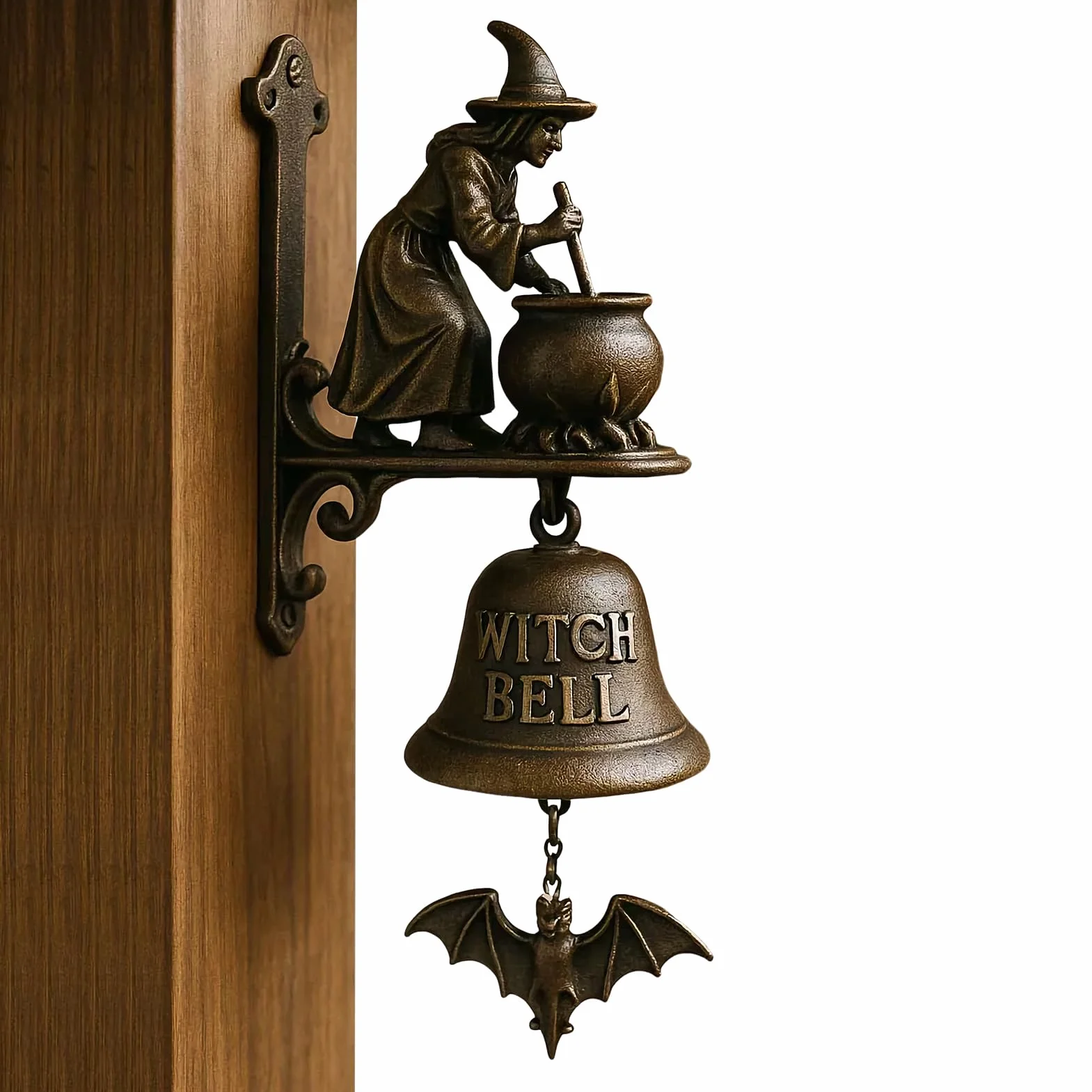 Shopkeepers Bell Decorative Doorbell Witch Dachshund Design Manual Ring Hangable Outdoor Wall Porch Cottage Style Entry Bell 7.87in