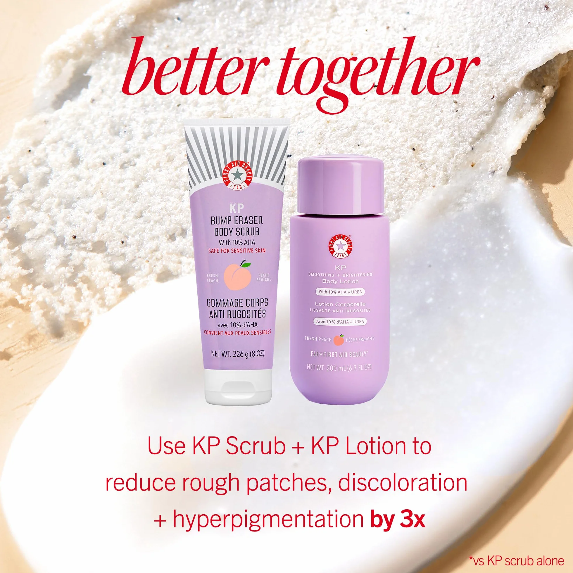 First Aid Beauty – Balsam do ciała KP z 10% AHA, kwasem mlekowym, mocznikiem i owsianką koloidalną, złuszcza, nawilża, usuwa grudki KP, nowy zapach brzoskwiniowy, 190 g
