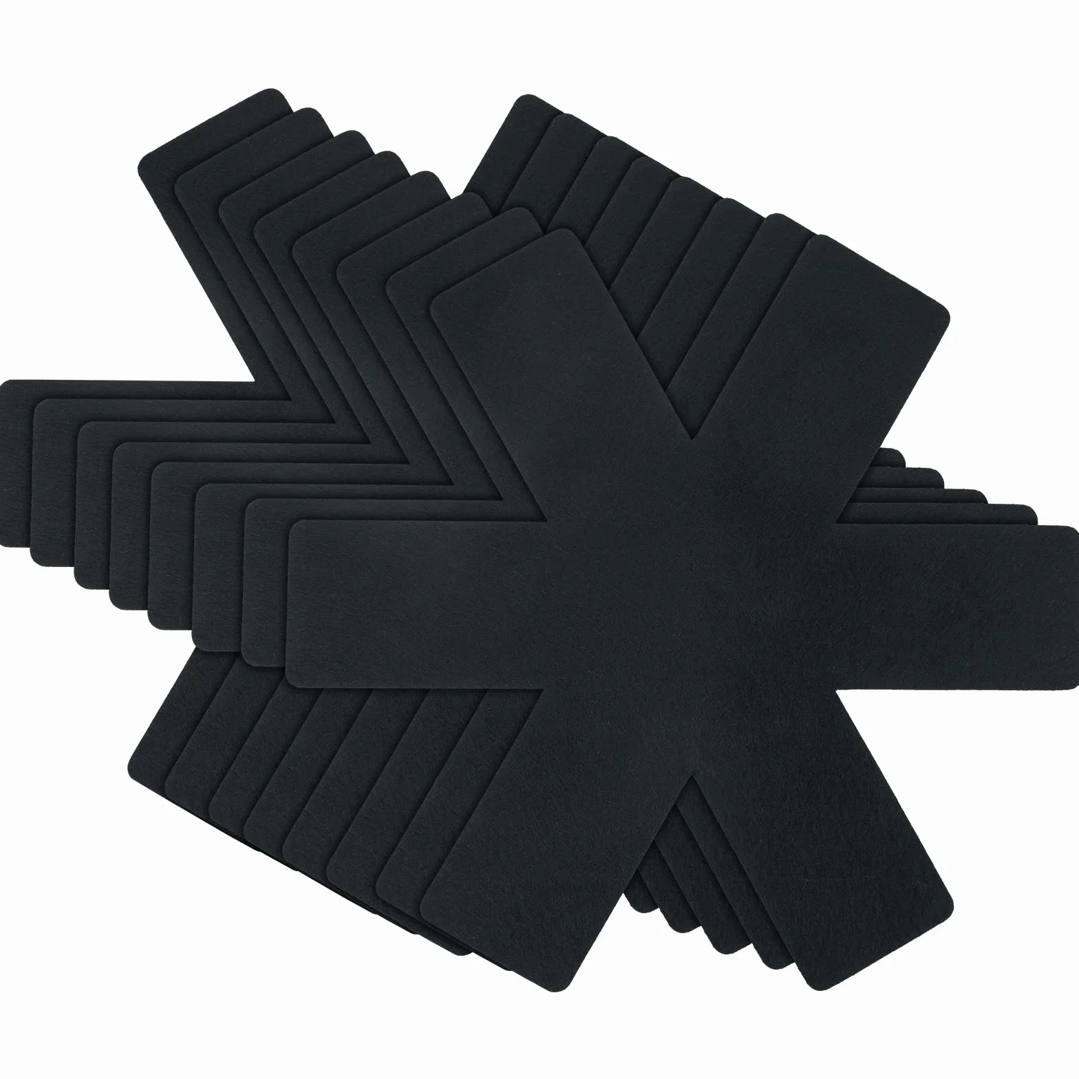 flintronic Ochraniacze na patelnię, zestaw 8 i 3 różnych rozmiarów (38/35,5/26 cm), separatory patelni do układania w stos, naczynia kuchenne w szafce kuchennej, czarne
