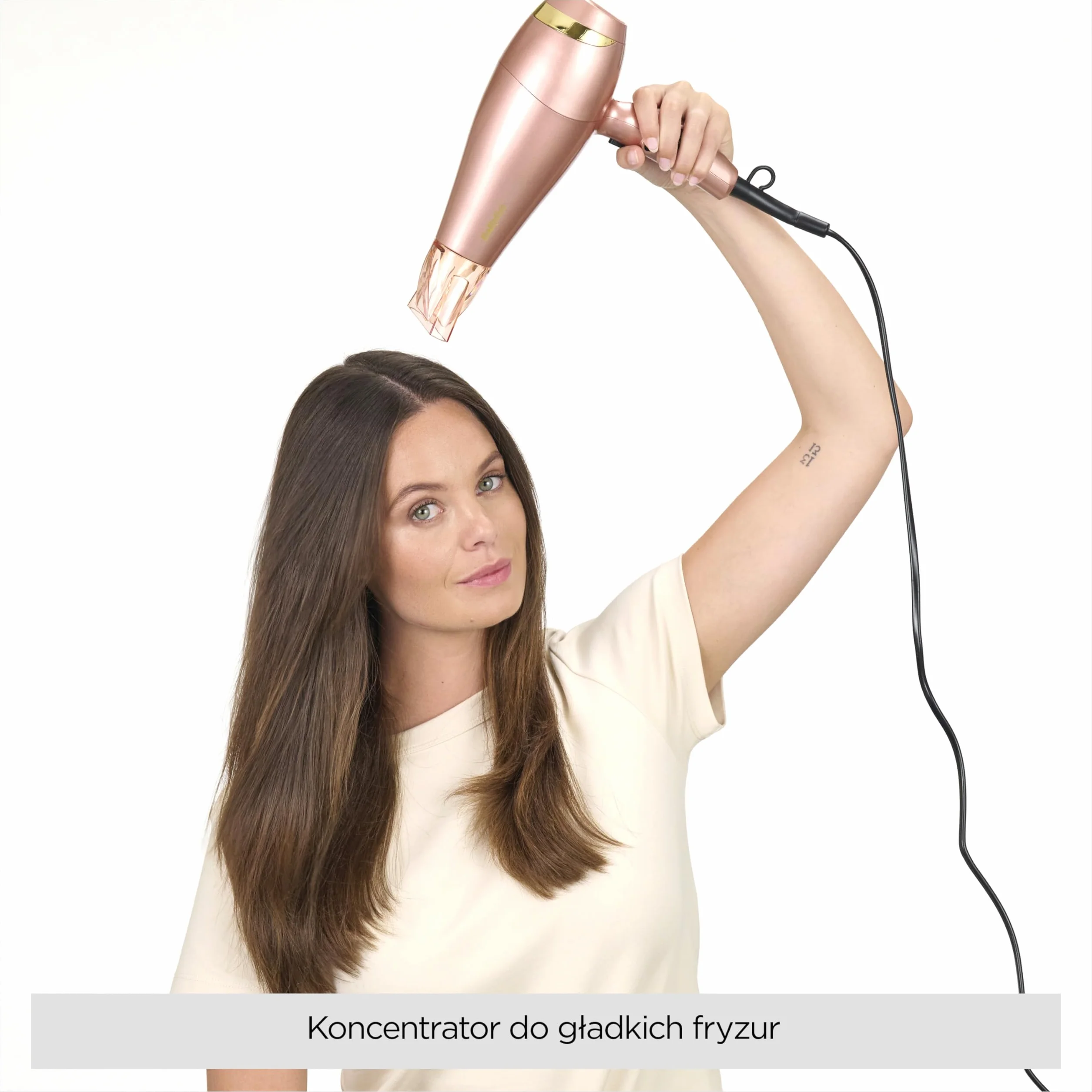 Suszarka BaByliss Rose Gold - 2100 W, jonizacja, lekka podróżna suszarka do włosów, szybko susząca, ceramiczna, 3 ustawienia temperatury i 2 prędkości, srebrna, 5336PE