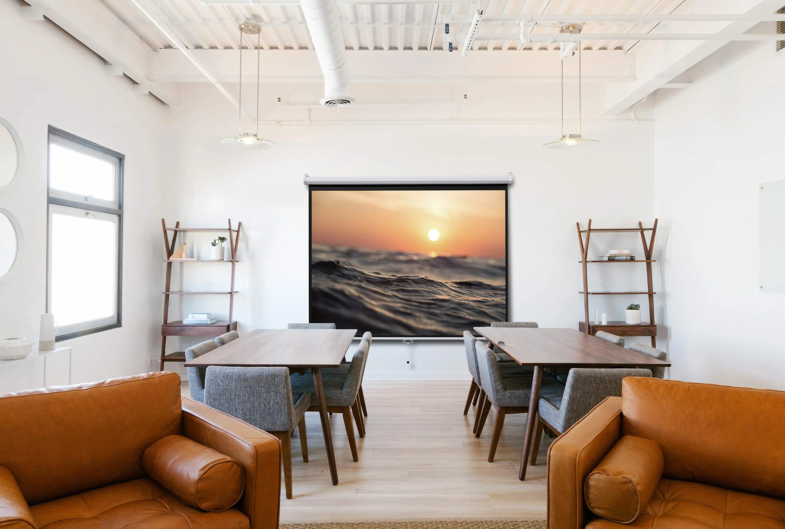 celexon Podstawowy ręczny ekran projektora do kina domowego i biznesu - Łatwa instalacja i obsługa - 200 x 150 cm - 100 cali - 4:3