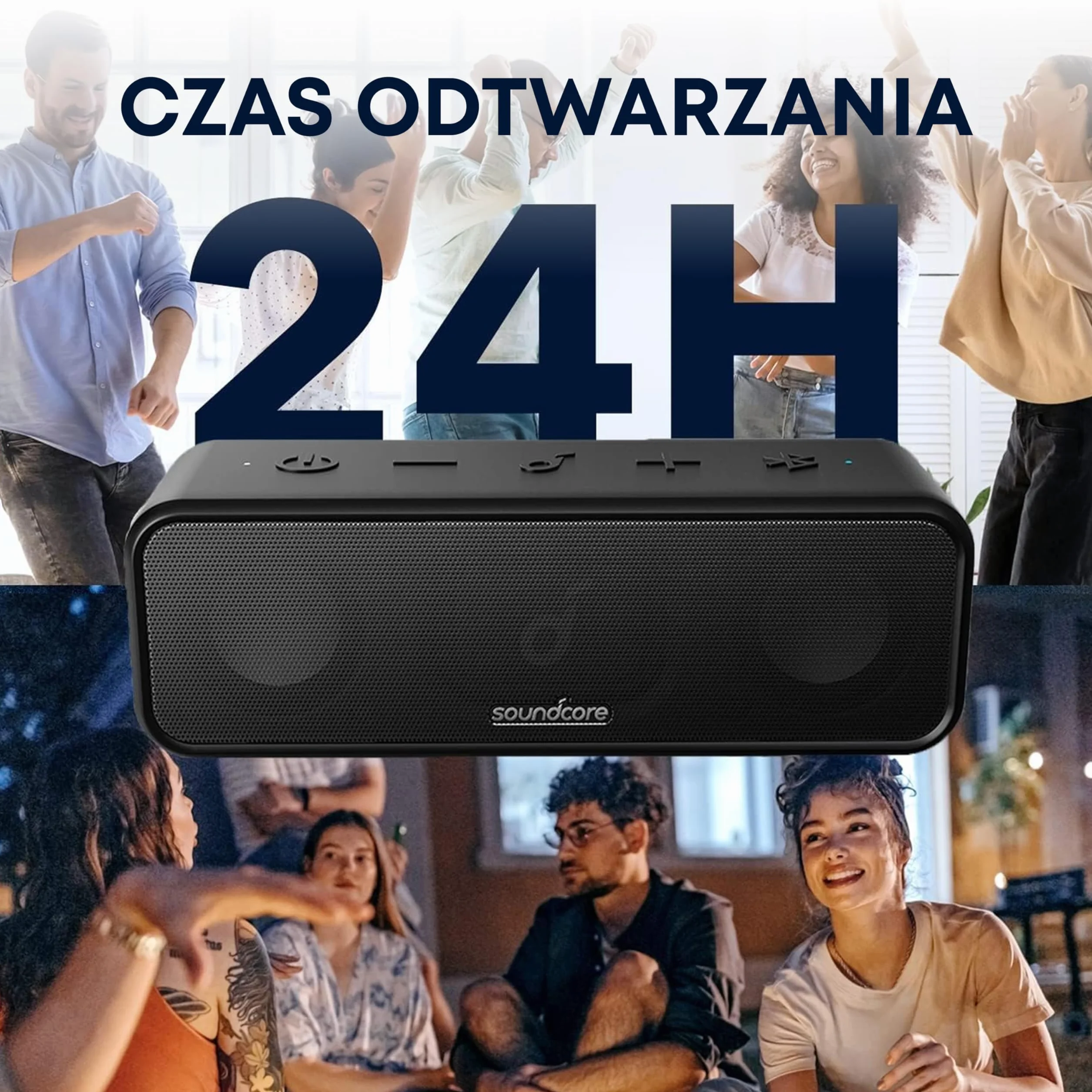 Soundcore 3 od Anker to głośnik Bluetooth ze stereo dźwiękiem, przetwornikami z czystą tytanową membraną, 24-godzinnym czasem odtwarzania, wodoodpornością IPX7 i technologią Bluetooth 5.0 (czarny)