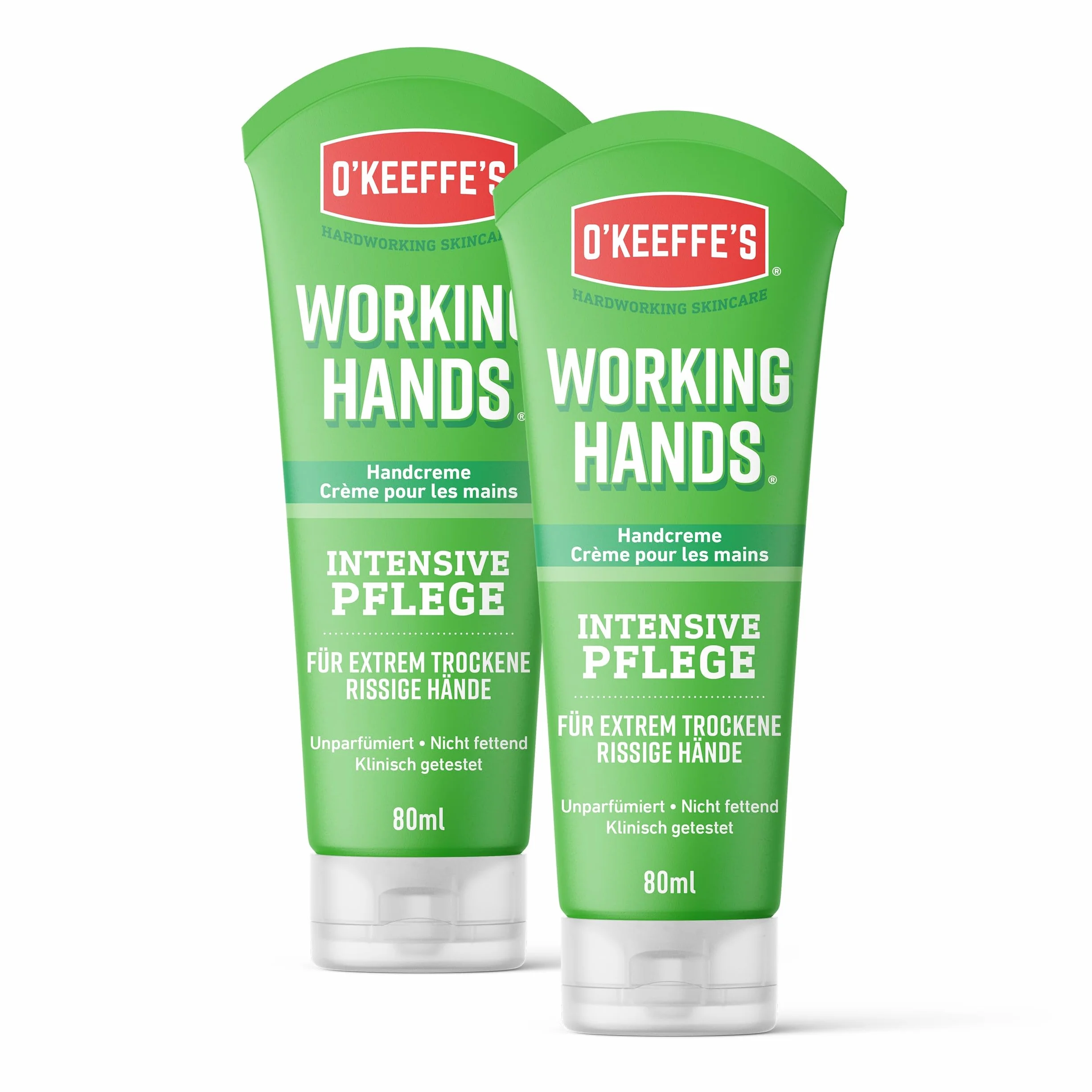 O'Keeffe's Working Hands tubka 80 ml, 2 sztuki – krem do rąk do ekstremalnie suchych, popękanych dłoni, błyskawicznie zwiększa nawilżenie, tworzy warstwę ochronną i zapobiega utracie wilgoci
