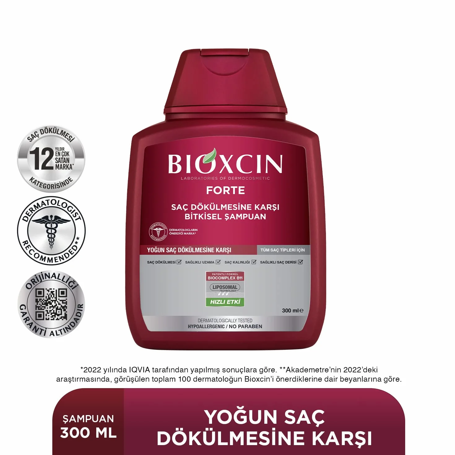 Bioxcin Forte Szampon przeciw intensywnemu wypadaniu włosów ziołowy do wszystkich rodzajów włosów 300 ml