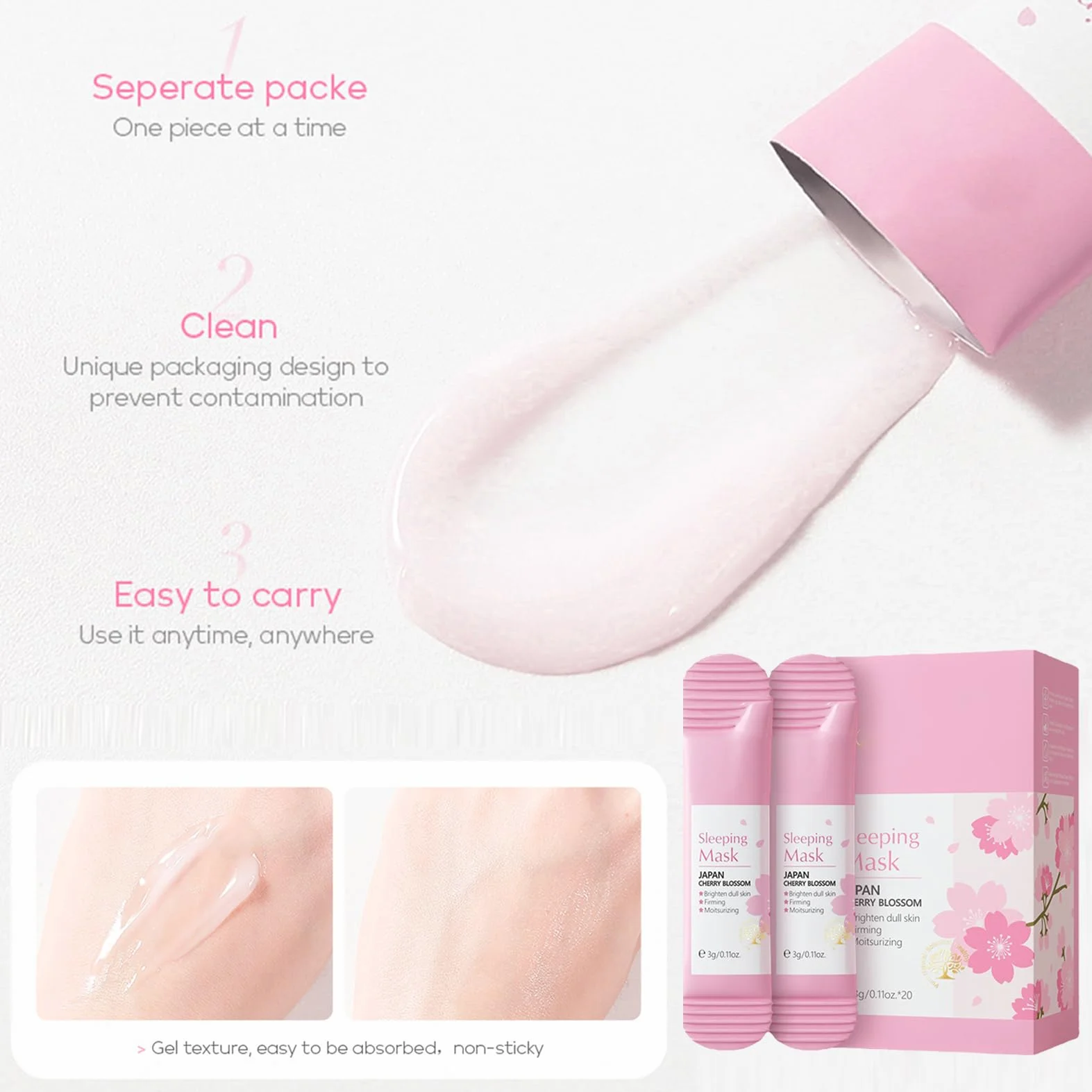 Zestaw do pielęgnacji twarzy dla dziewcząt i kobiet, przeciwzmarszczkowy zestaw do pielęgnacji twarzy, nawilżający zestaw Sakura Skincare z serum, kremem, maseczką, płynem oczyszczającym, tonerem