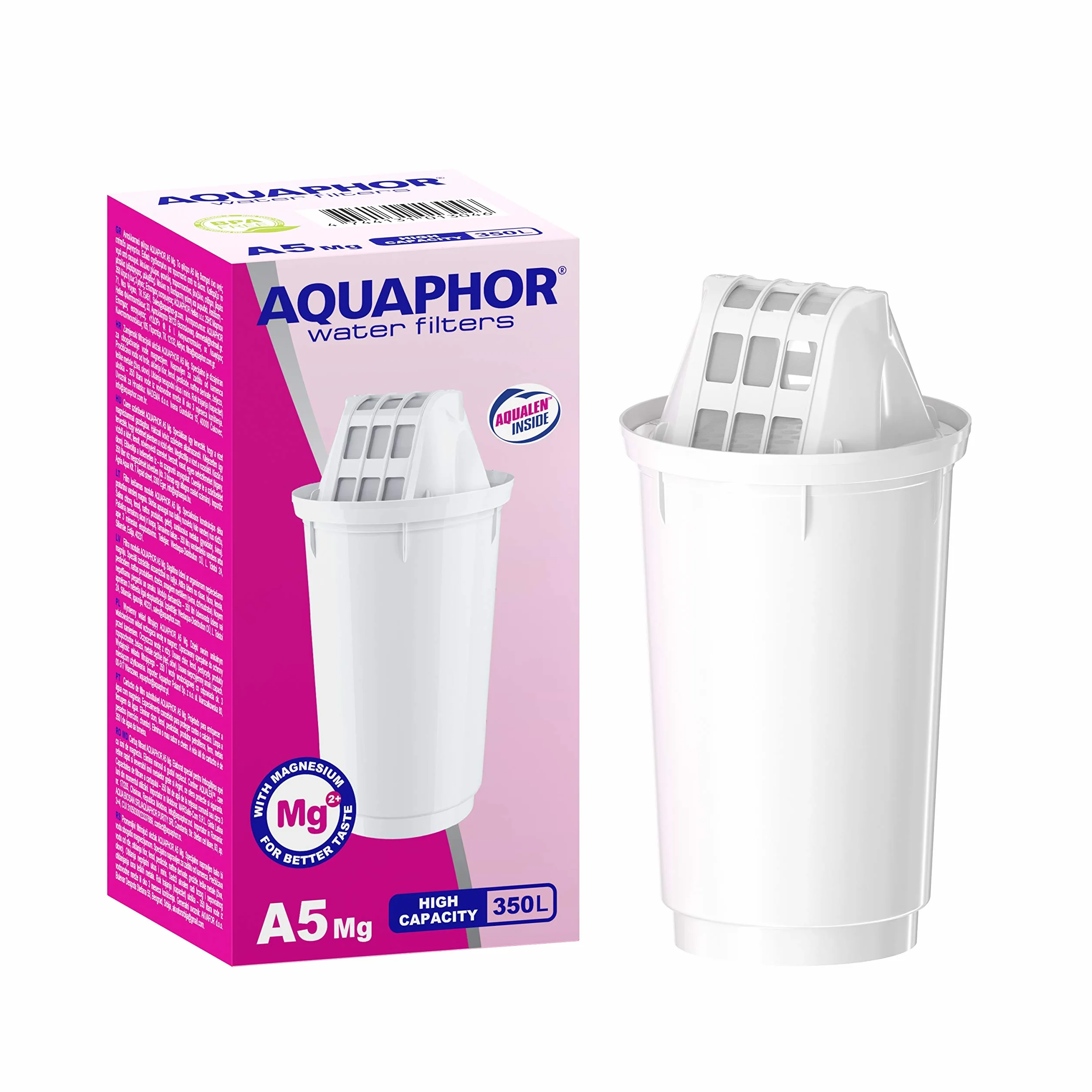 AQUAPHOR Dzbanek z filtrem do wody 2,9 l z filtrem A5, redukuje chlor i mikroplastiki, biały