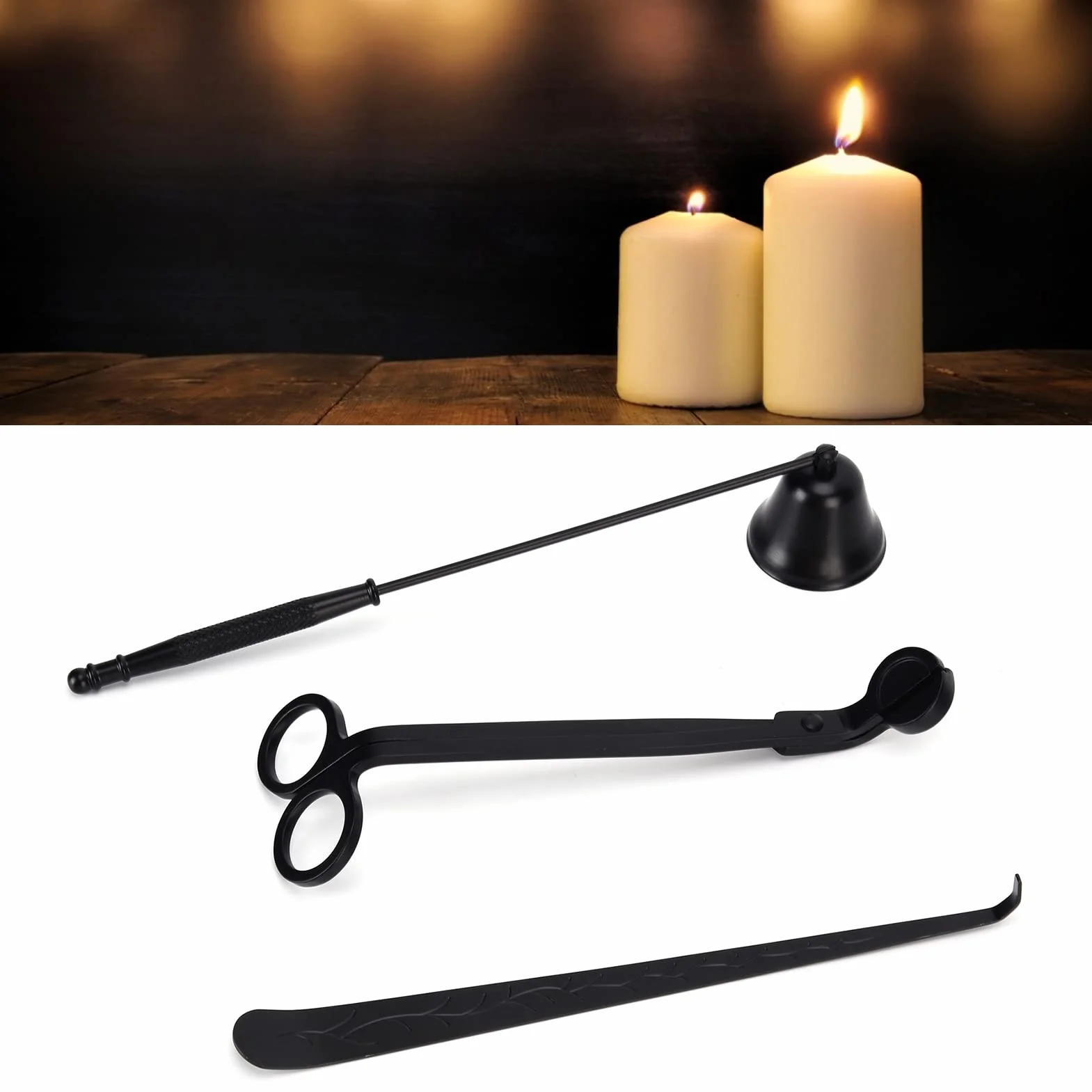 Havdalah Candle Snuffer Czarny Zestaw Akcesoriów