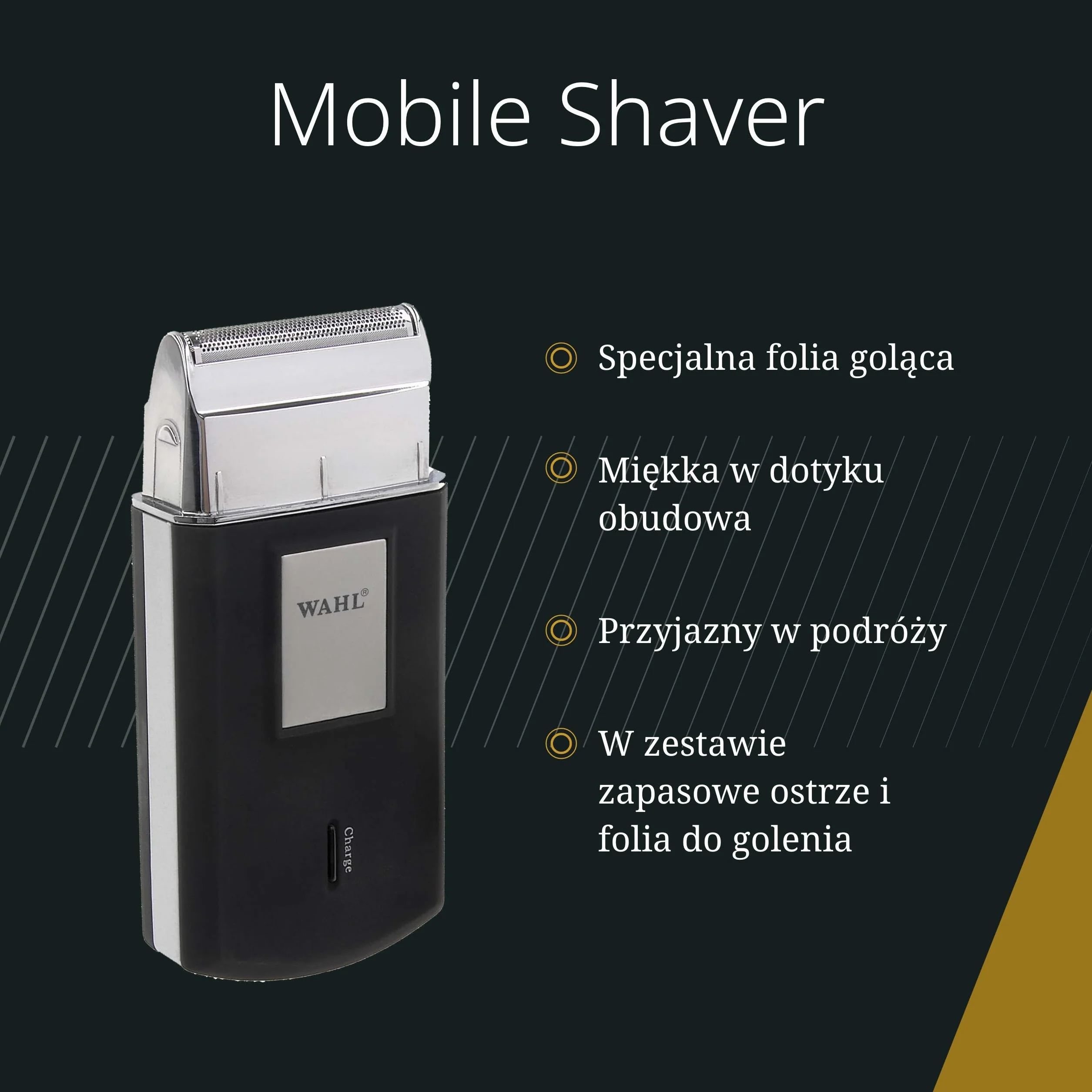 Wahl Mobile Shaver – Bezprzewodowa Golarka Elektryczna z Etui Podróżnym – Elastyczna Folia Tnąca dla Bardzo Dokładnego Golenia