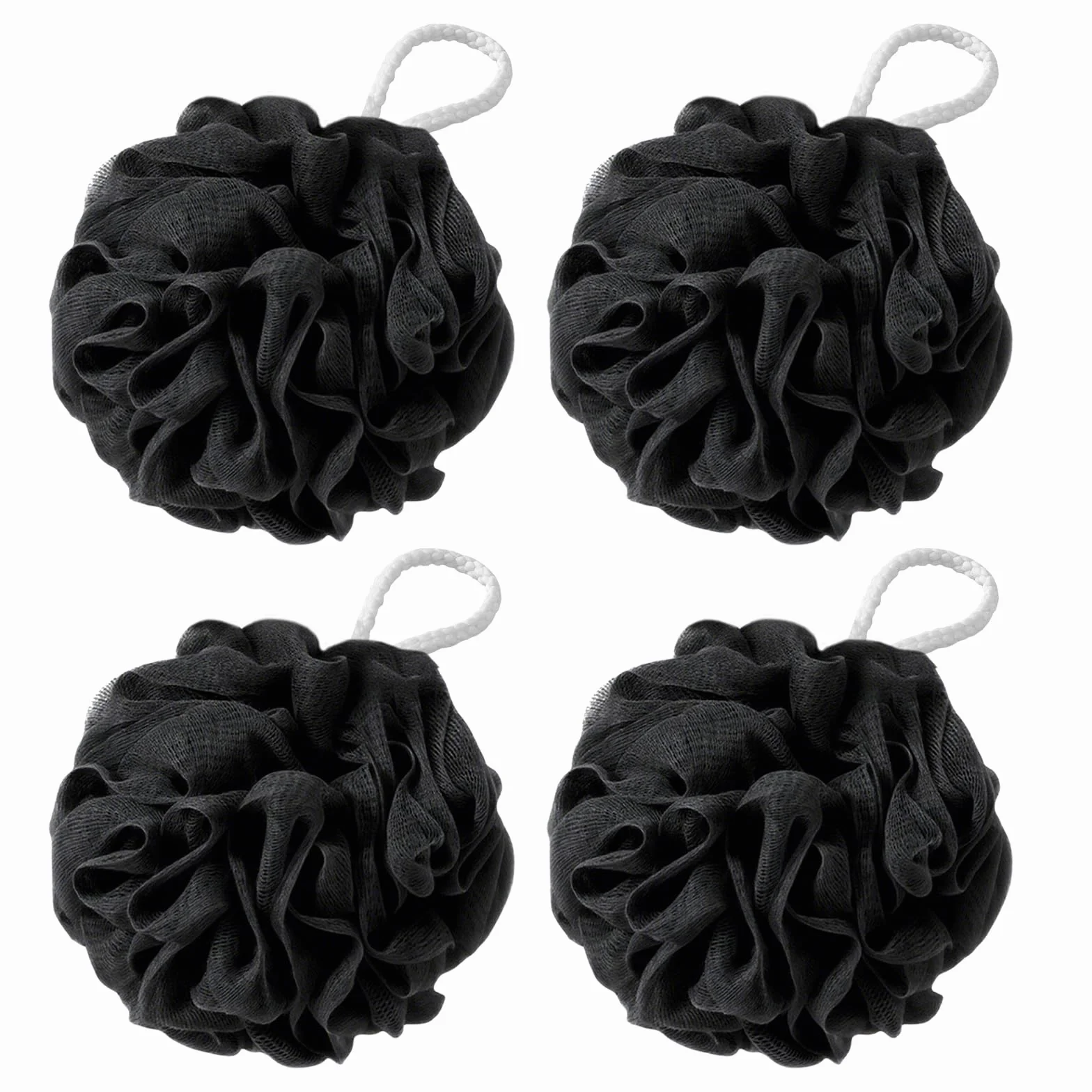 flintronic 4-pak Loofah Shower Puff, 50 g gąbka do kąpieli, miękka pufa prysznicowa, luffa kąpielowa dla mężczyzn i kobiet, do czyszczenia ciała i peelingu
