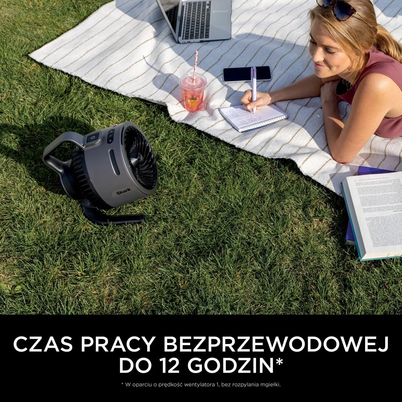 Shark FlexBreeze HydroGo – mocny wentylator przenośny z mgiełką, wewnątrz i na zewnątrz, cichy i trwały, przewodowy i bezprzewodowy, kompaktowy i lekki, 5 poziomów prędkości, grafitowy FA050EU