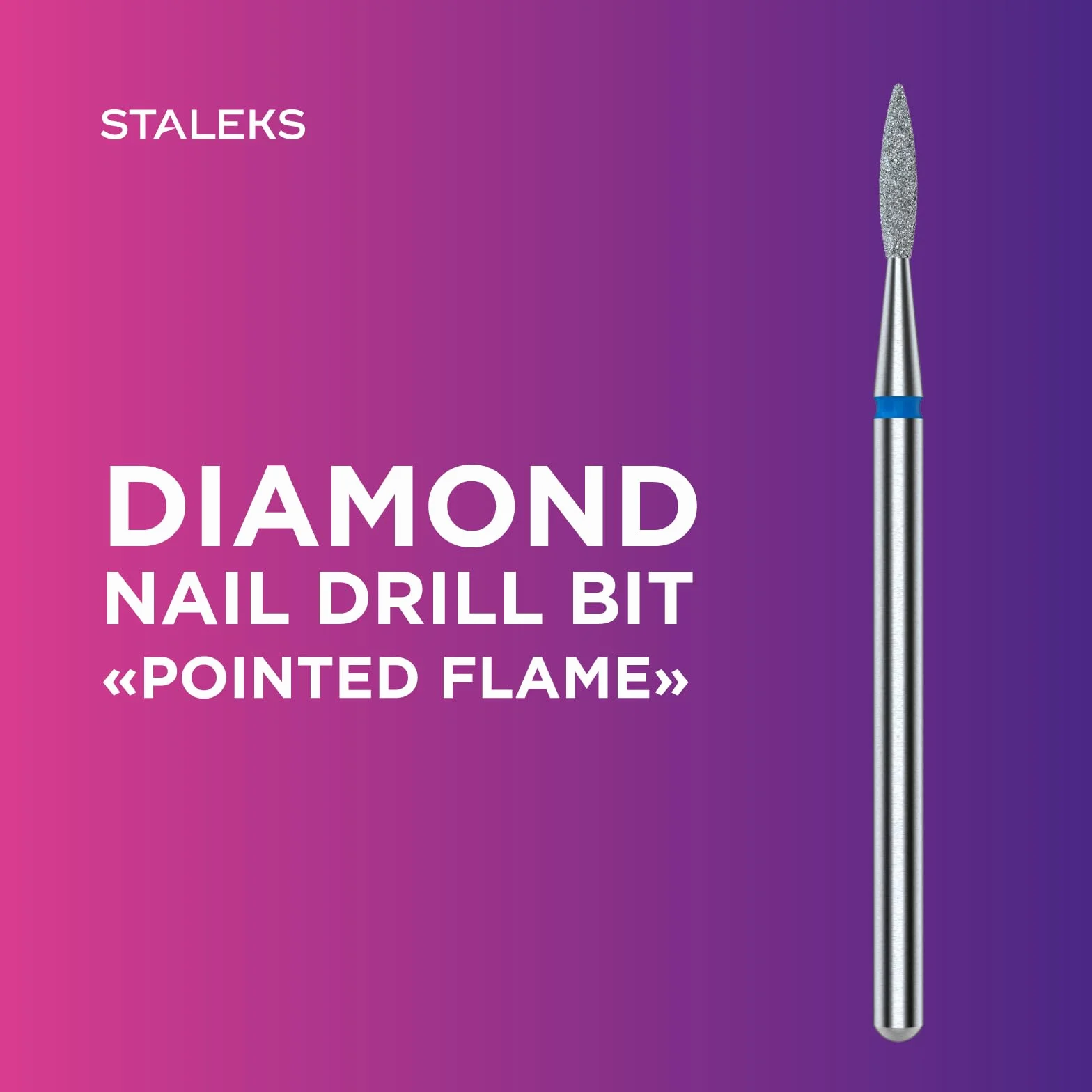 Frez diamentowy STALEKS płomyk ostry 1.6*8mm, niebieski