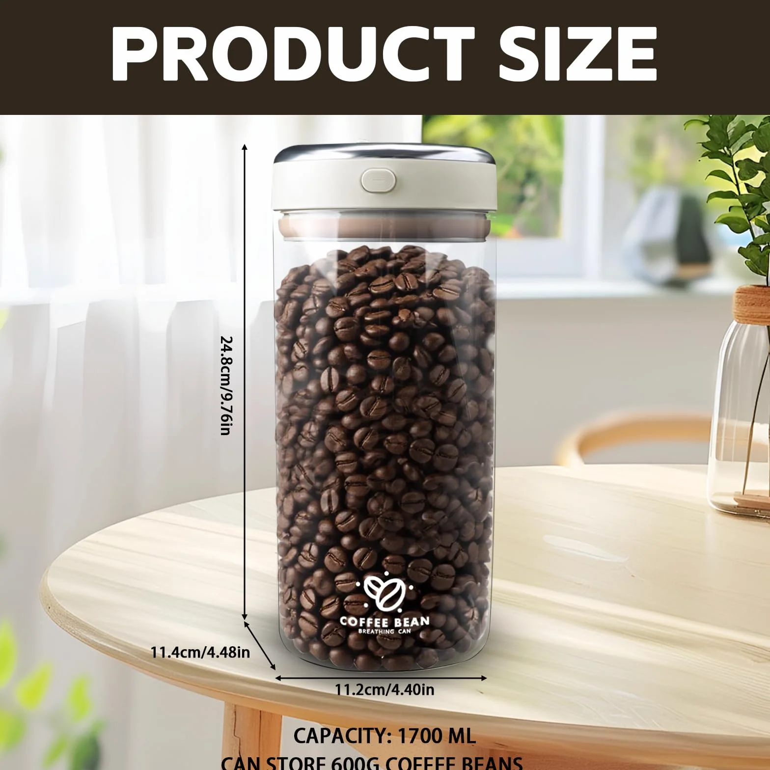600g szklany pojemnik na kawę z zaworem odpowietrzającym i datownikiem szczelny 1700ml – do kawy herbaty orzechów mleka w proszku