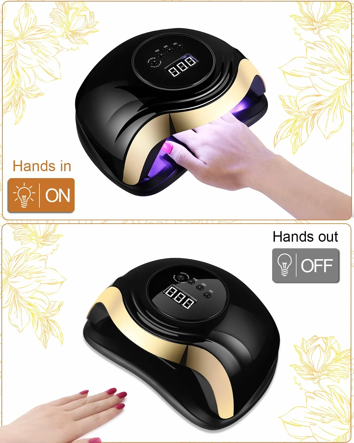 Lampa do suszenia paznokci, 168 W, lampa UV LED do paznokci, profesjonalna lampa do paznokci z timerem 10/30/60/99s, wyświetlacz LCD i inteligentny czujnik, do wszystkich żelowych lakierów do