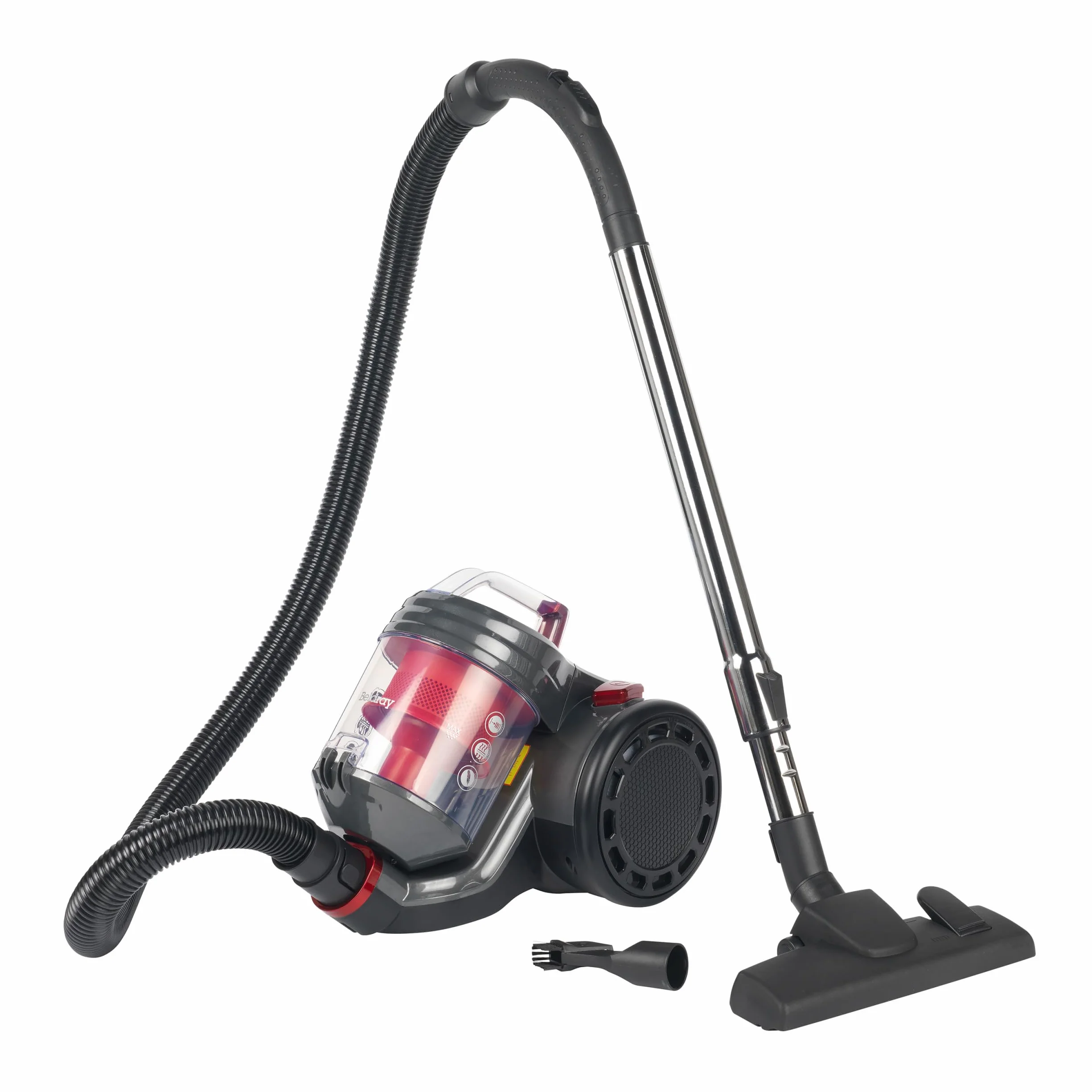 Beldray BEL0700TBVDE kompaktowy odkurzacz bezworkowy 700W Pet Plus turbo szczotka 2L czerwony czarny