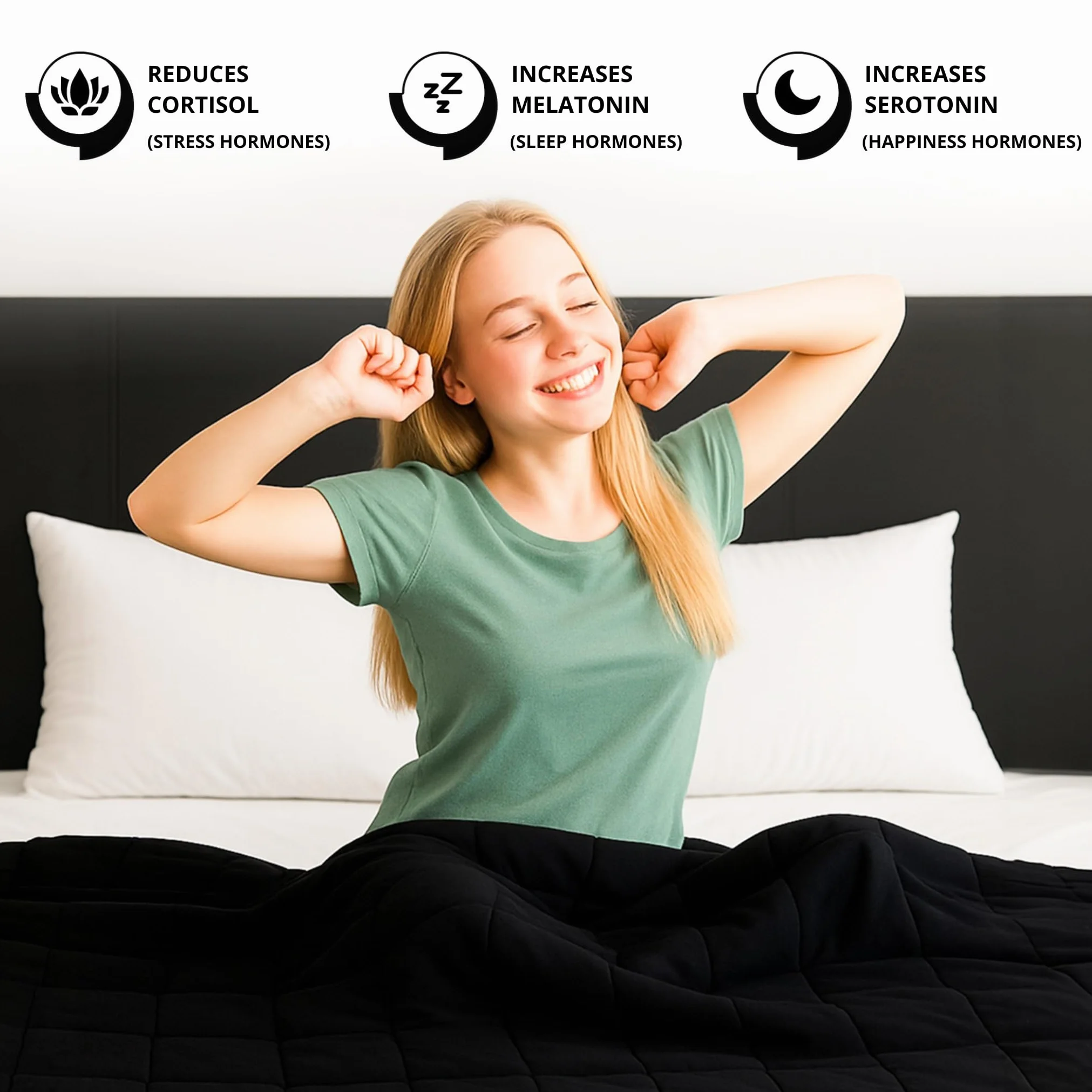 Vonia Koc obciążeniowy – Koc obciążeniowy – Weighted Blanket – 150 x 200 cm – Czarny