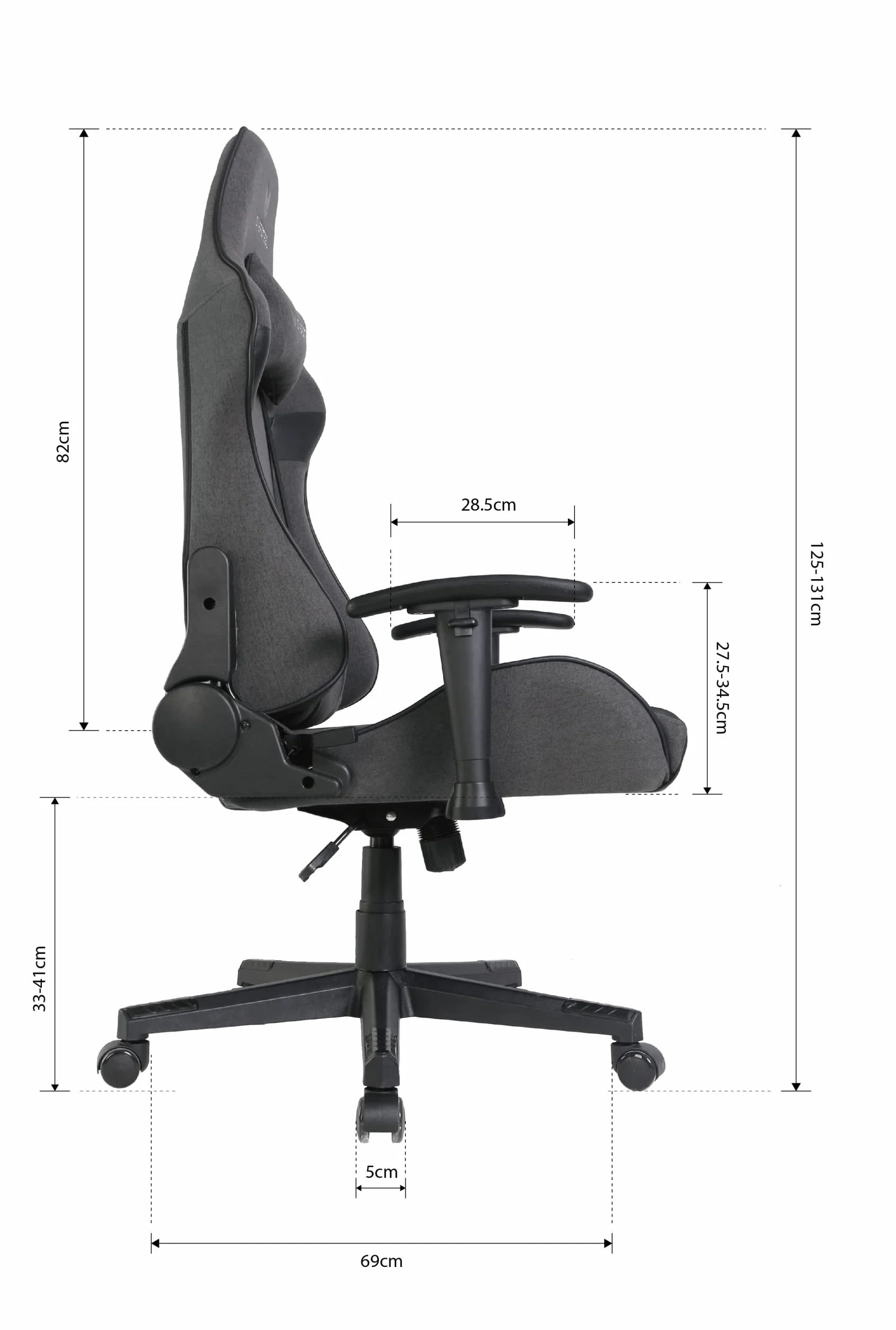 Oversteel ULTIMET Fotel dla graczy, oddychająca tkanina, podłokietniki 2D, regulowana wysokość, 180°, 120 kg, czarny