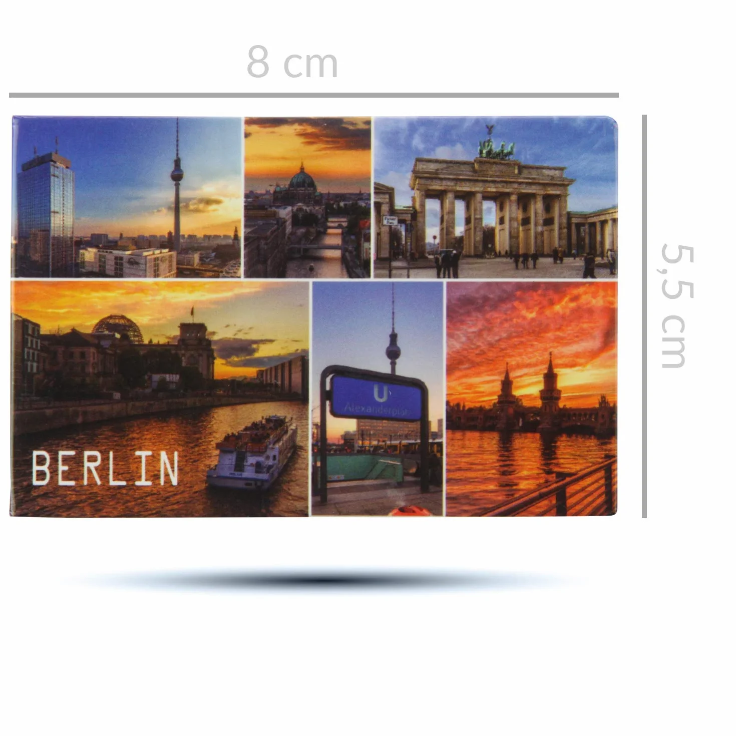 Magnes na lodówkę Berlin | Spree | mocne trzymanie | magnes na zdjęcia z wieloma obrazami 8 x 5,5 cm | typowa pamiątka